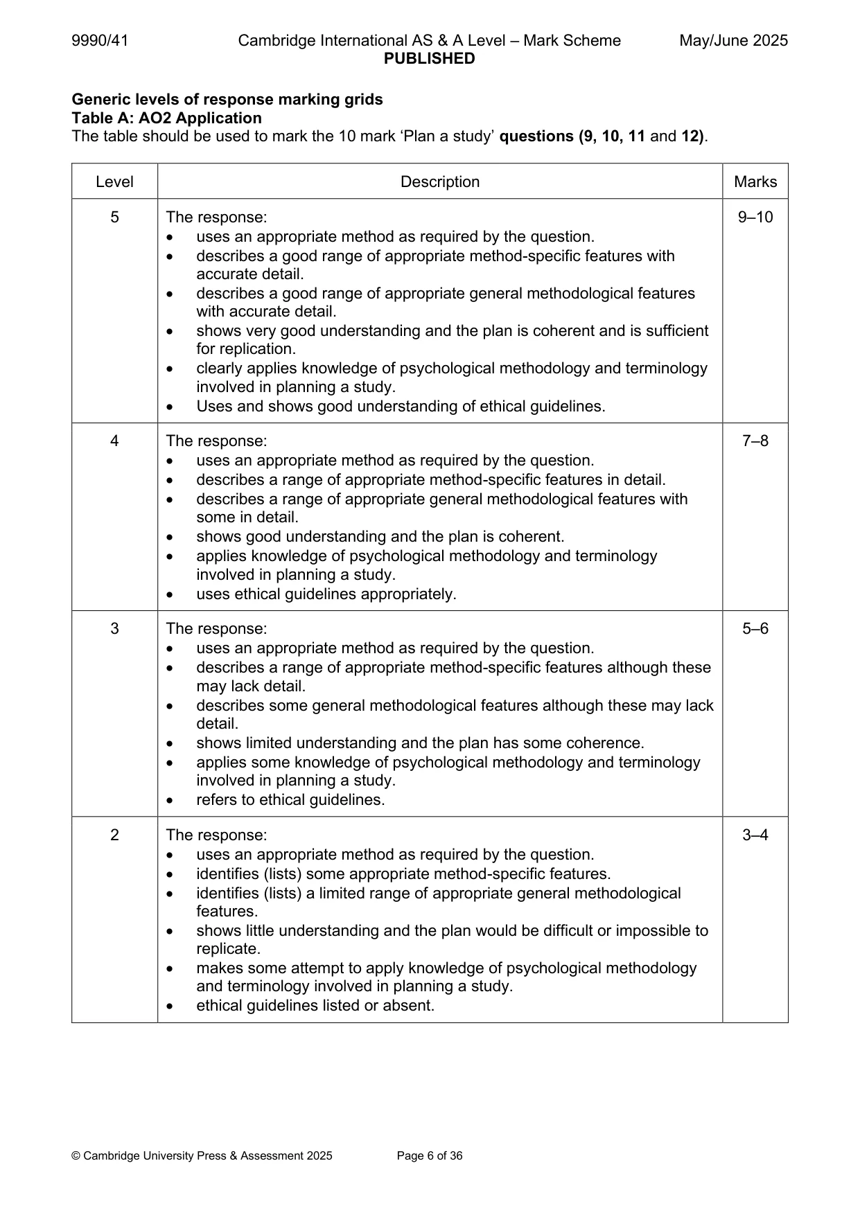 Mark scheme, page 6 of 36