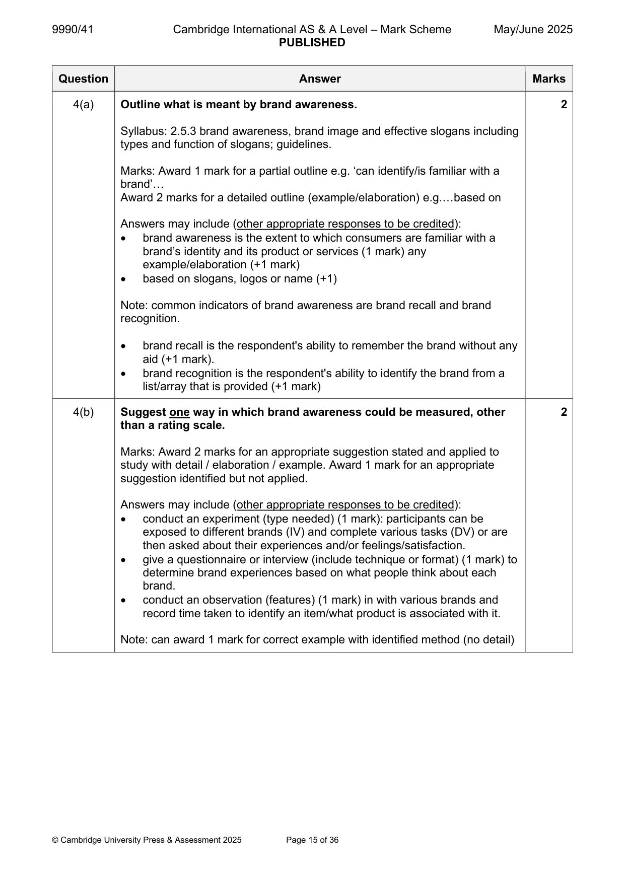 Mark scheme, page 15 of 36