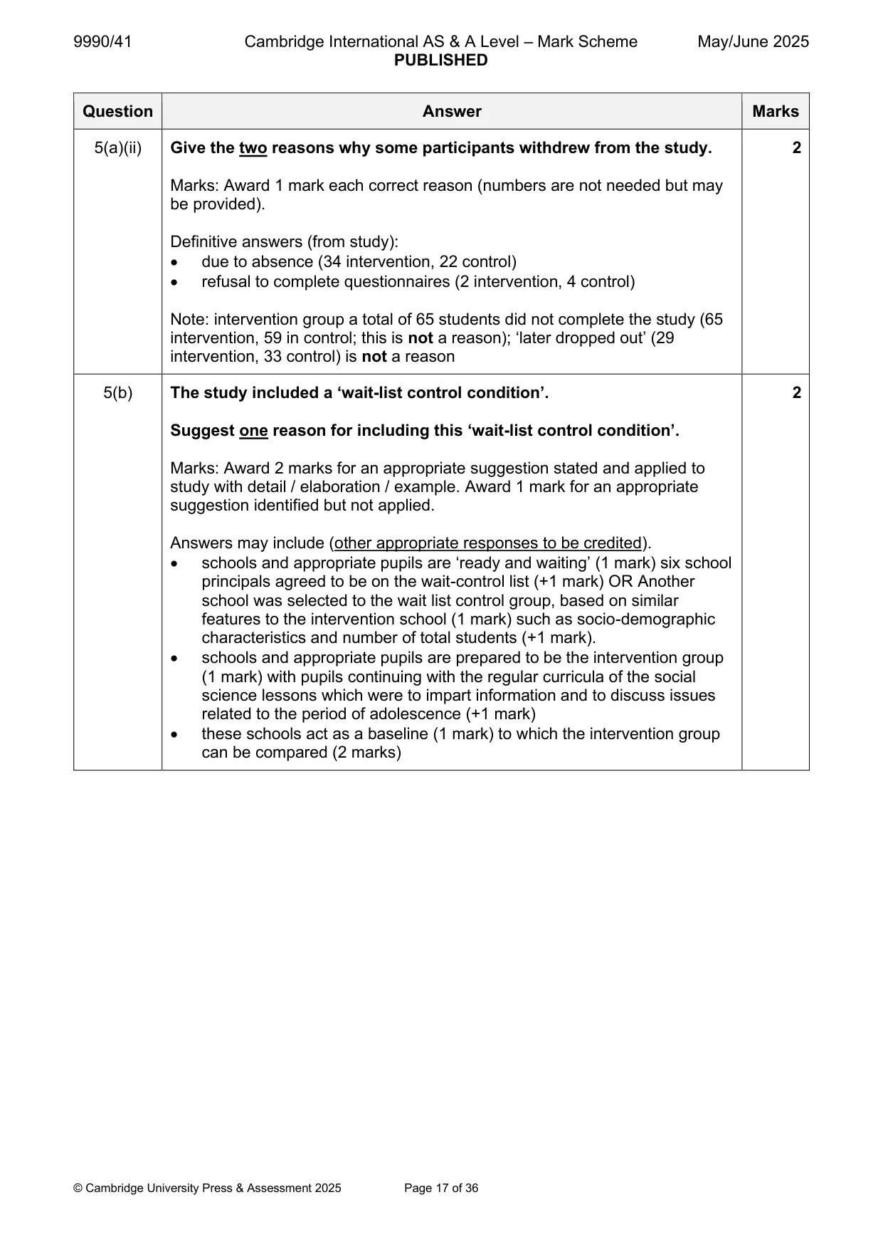 Mark scheme, page 17 of 36