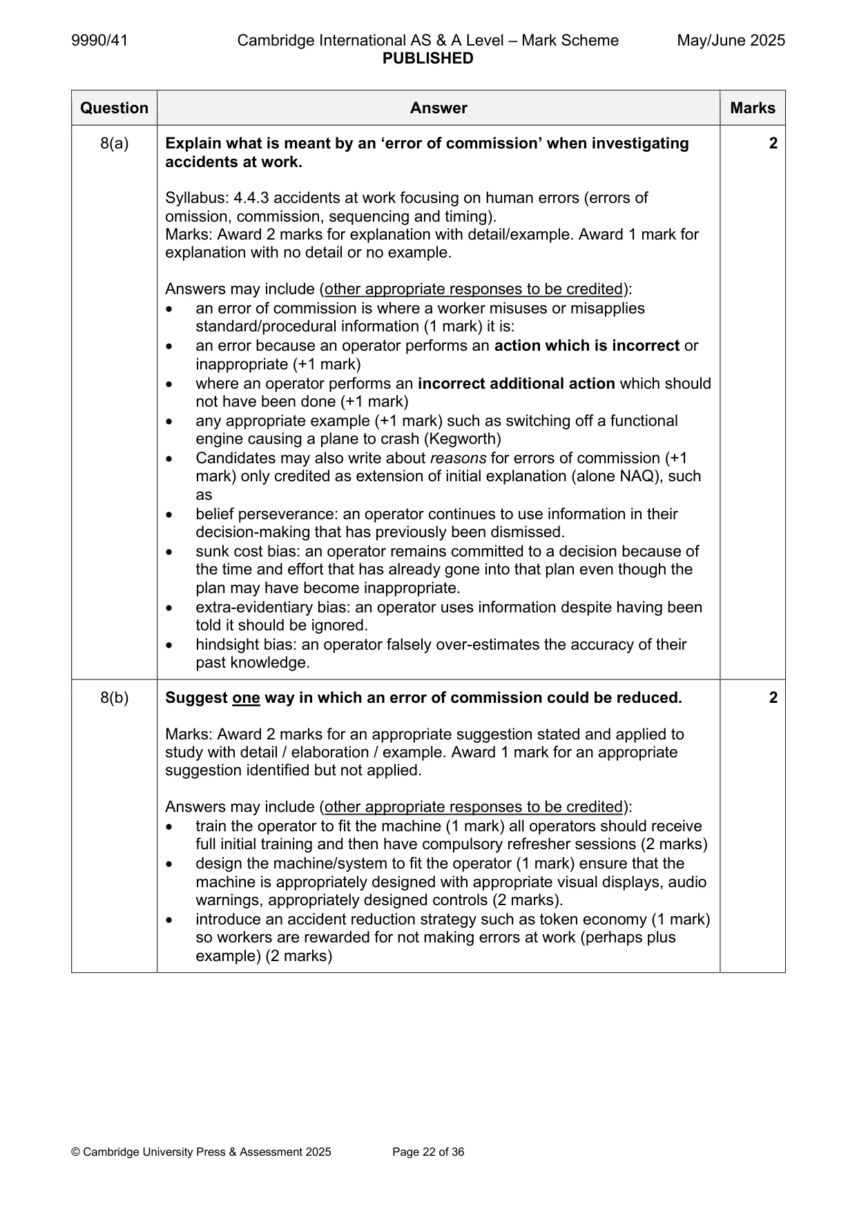 Mark scheme, page 22 of 36