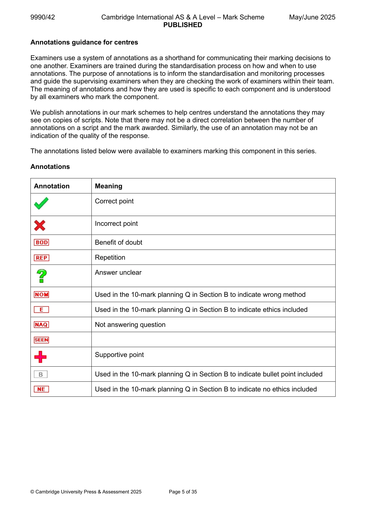 Mark scheme, page 5 of 35