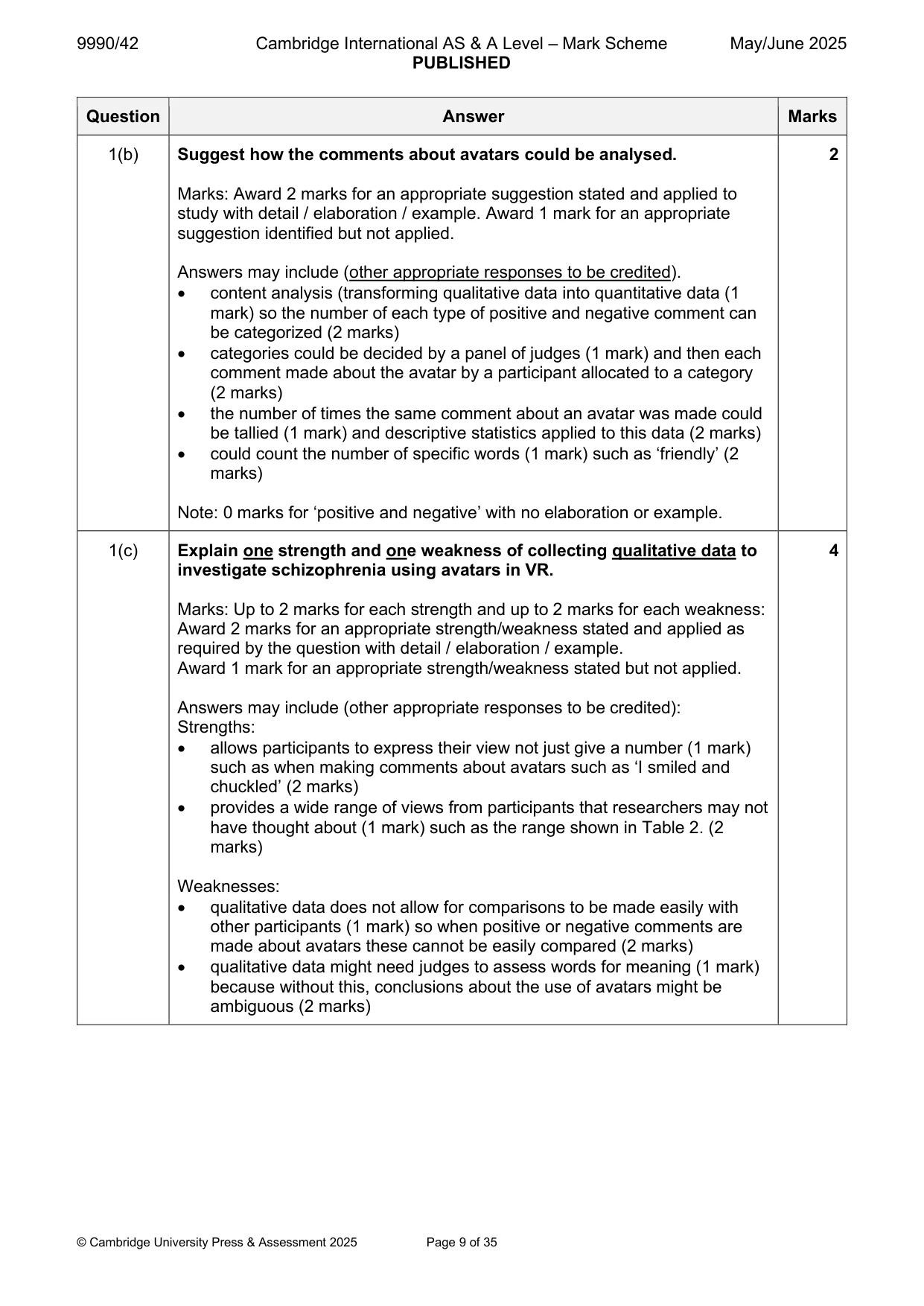 Mark scheme, page 9 of 35