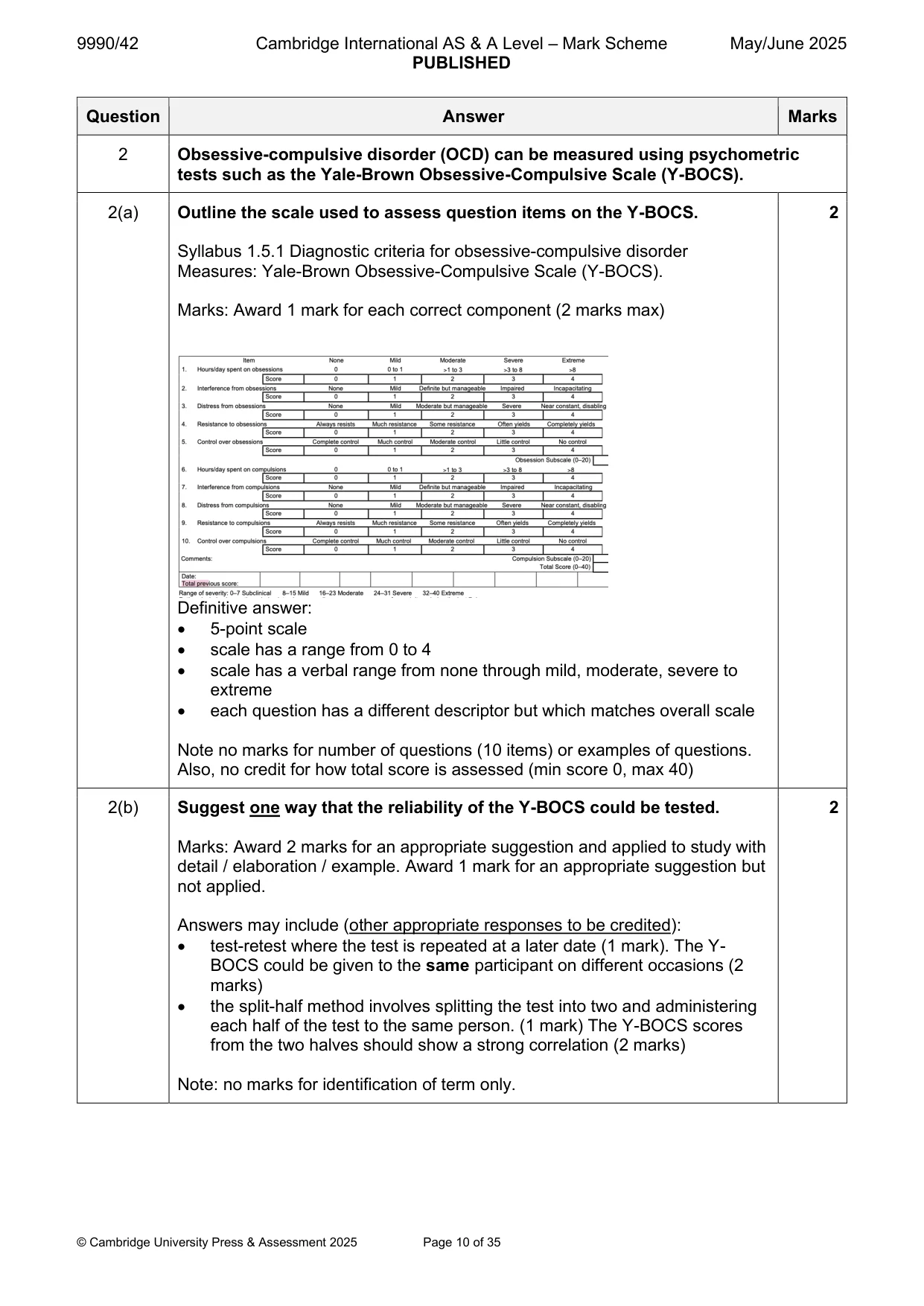 Mark scheme, page 10 of 35