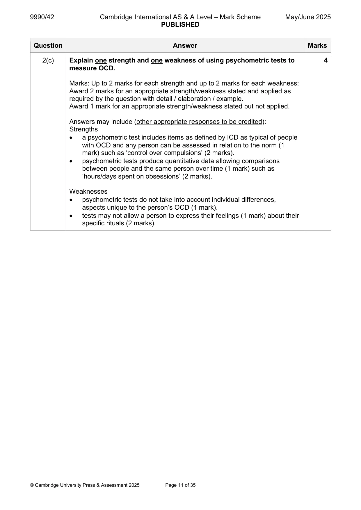 Mark scheme, page 11 of 35