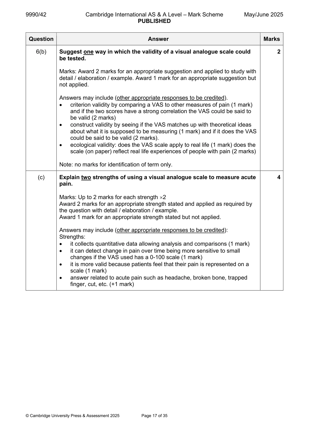 Mark scheme, page 17 of 35