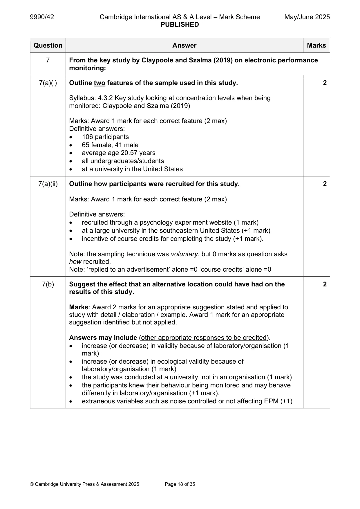 Mark scheme, page 18 of 35