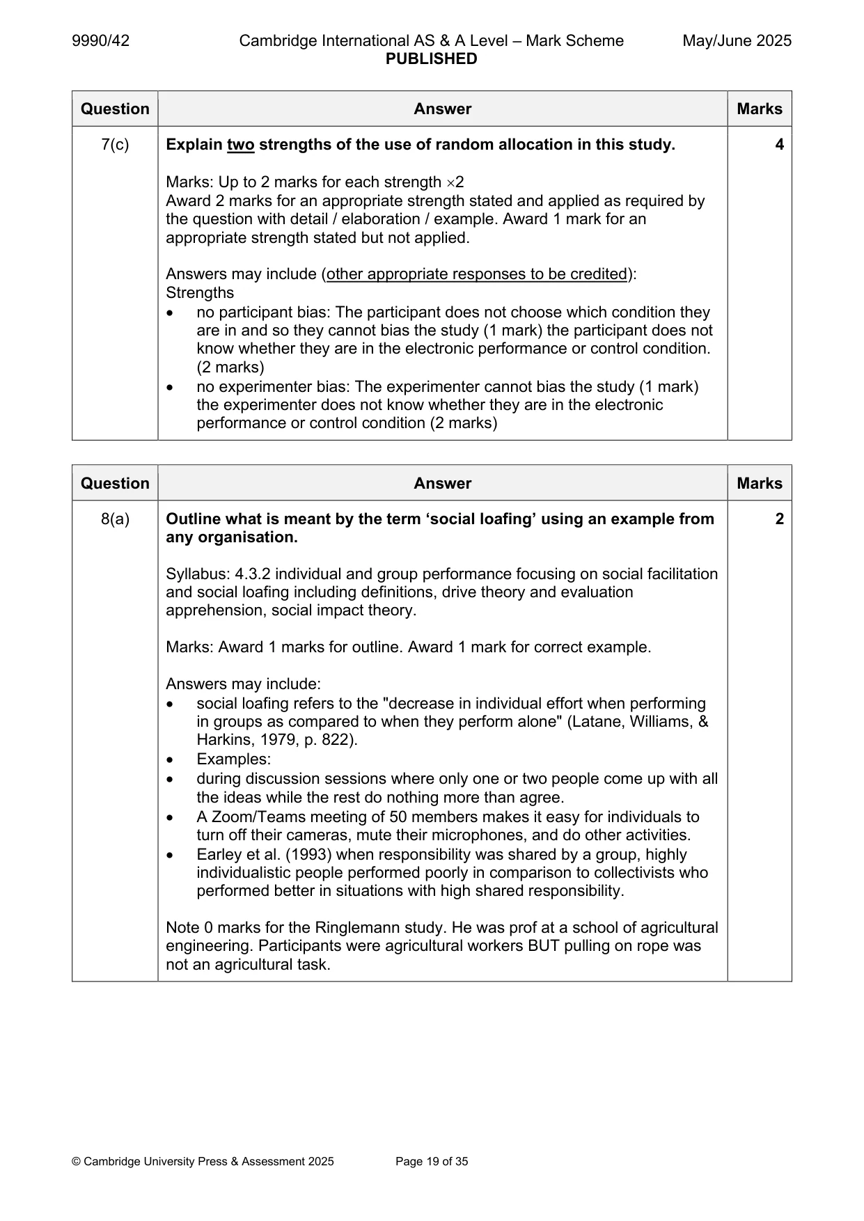 Mark scheme, page 19 of 35