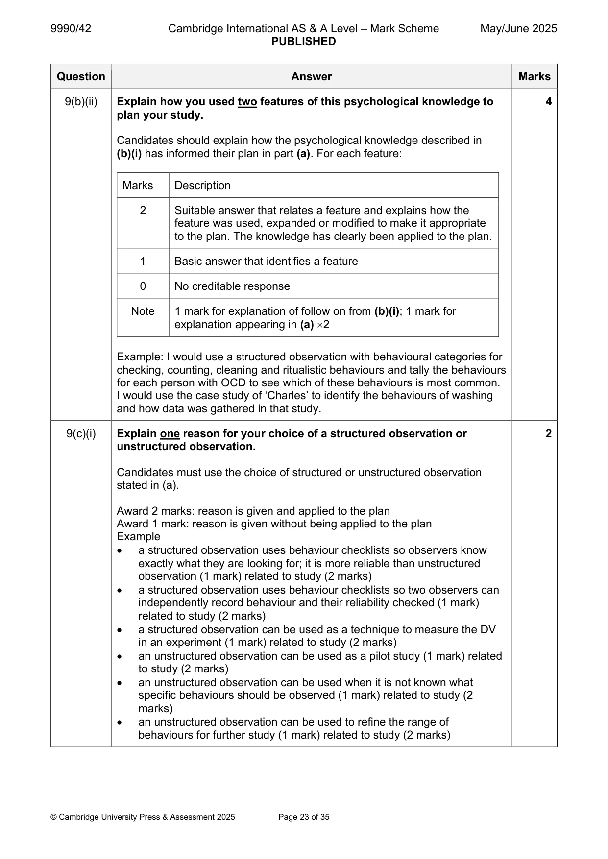 Mark scheme, page 23 of 35
