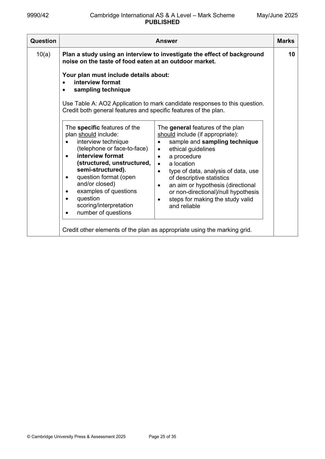 Mark scheme, page 25 of 35