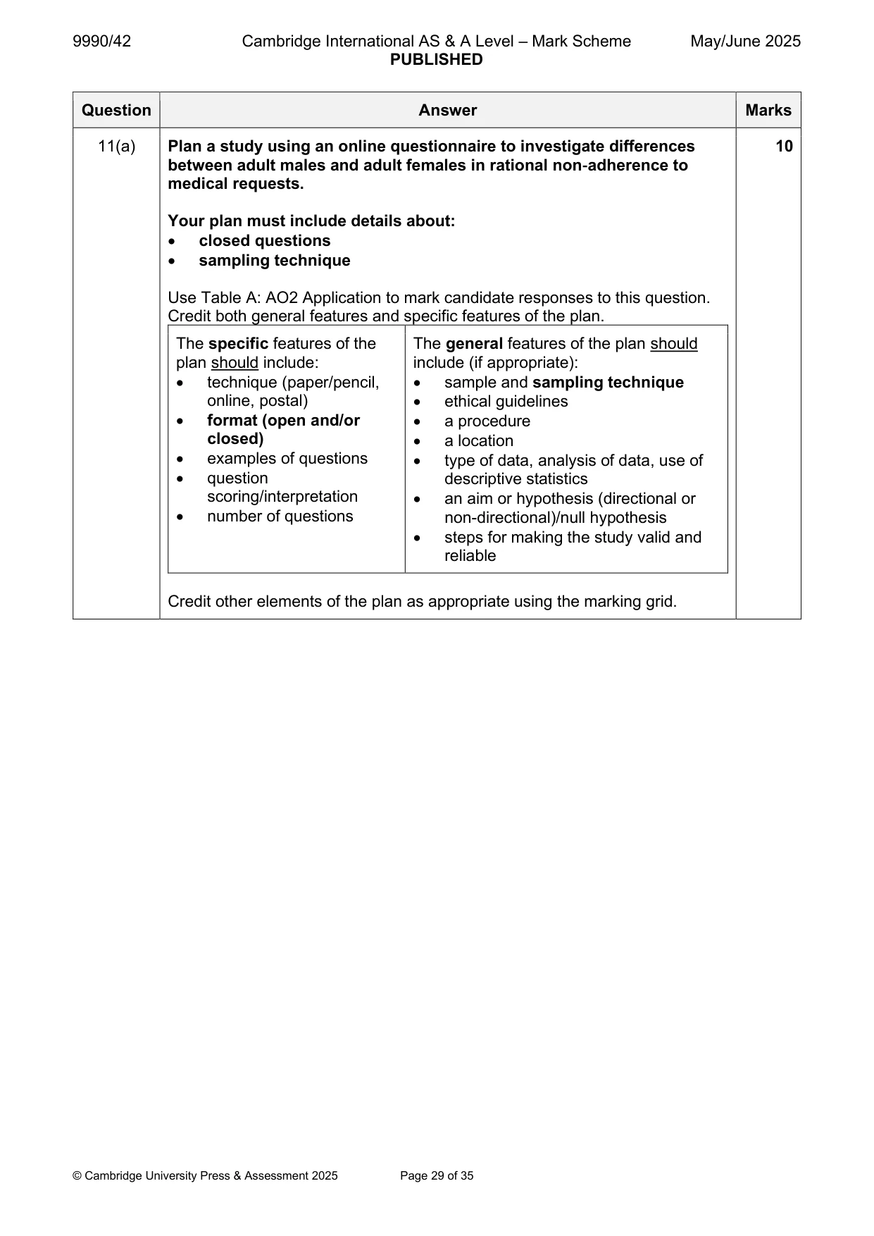 Mark scheme, page 29 of 35