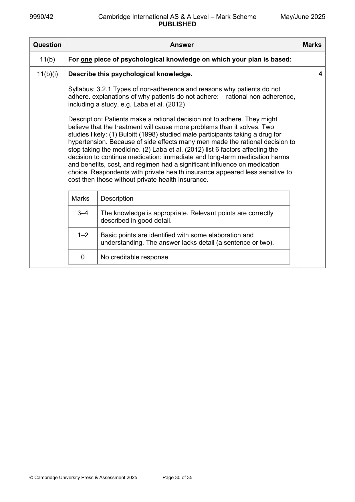 Mark scheme, page 30 of 35