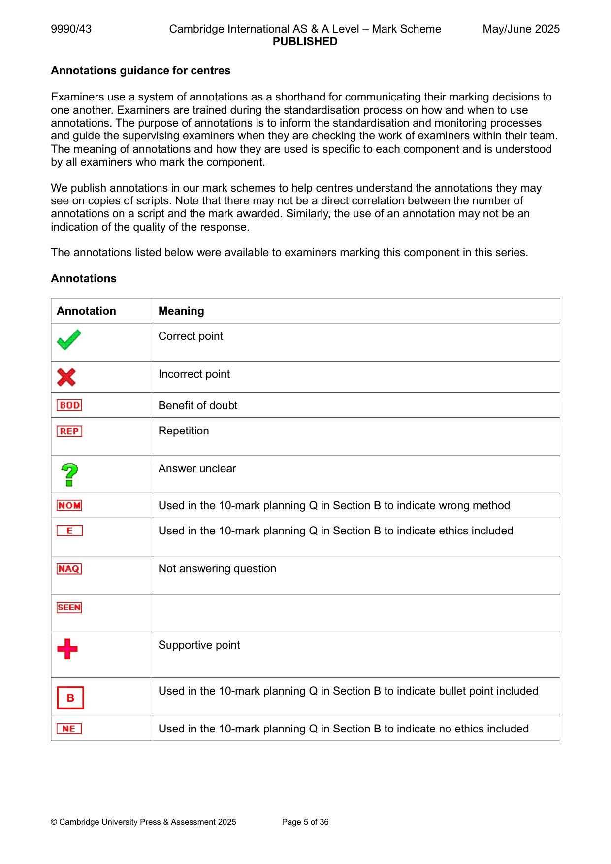 Mark scheme, page 5 of 36