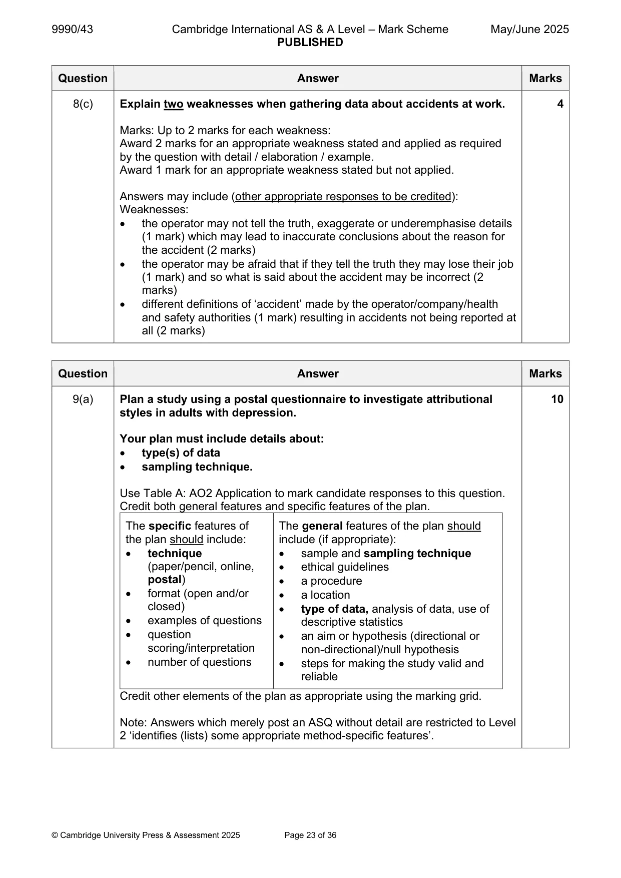 Mark scheme, page 23 of 36