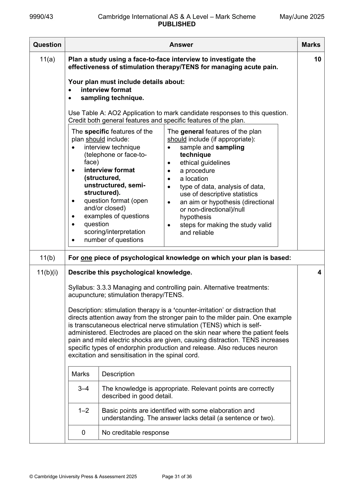 Mark scheme, page 31 of 36