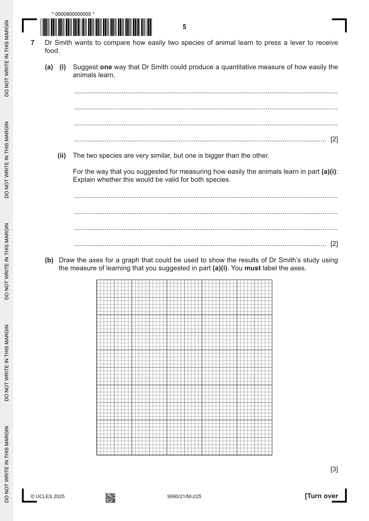 Cambridge A Level Psychology (from 2018) 9990 2025 May/June Paper 2 · Variant 1 question paper, page 5 of 12