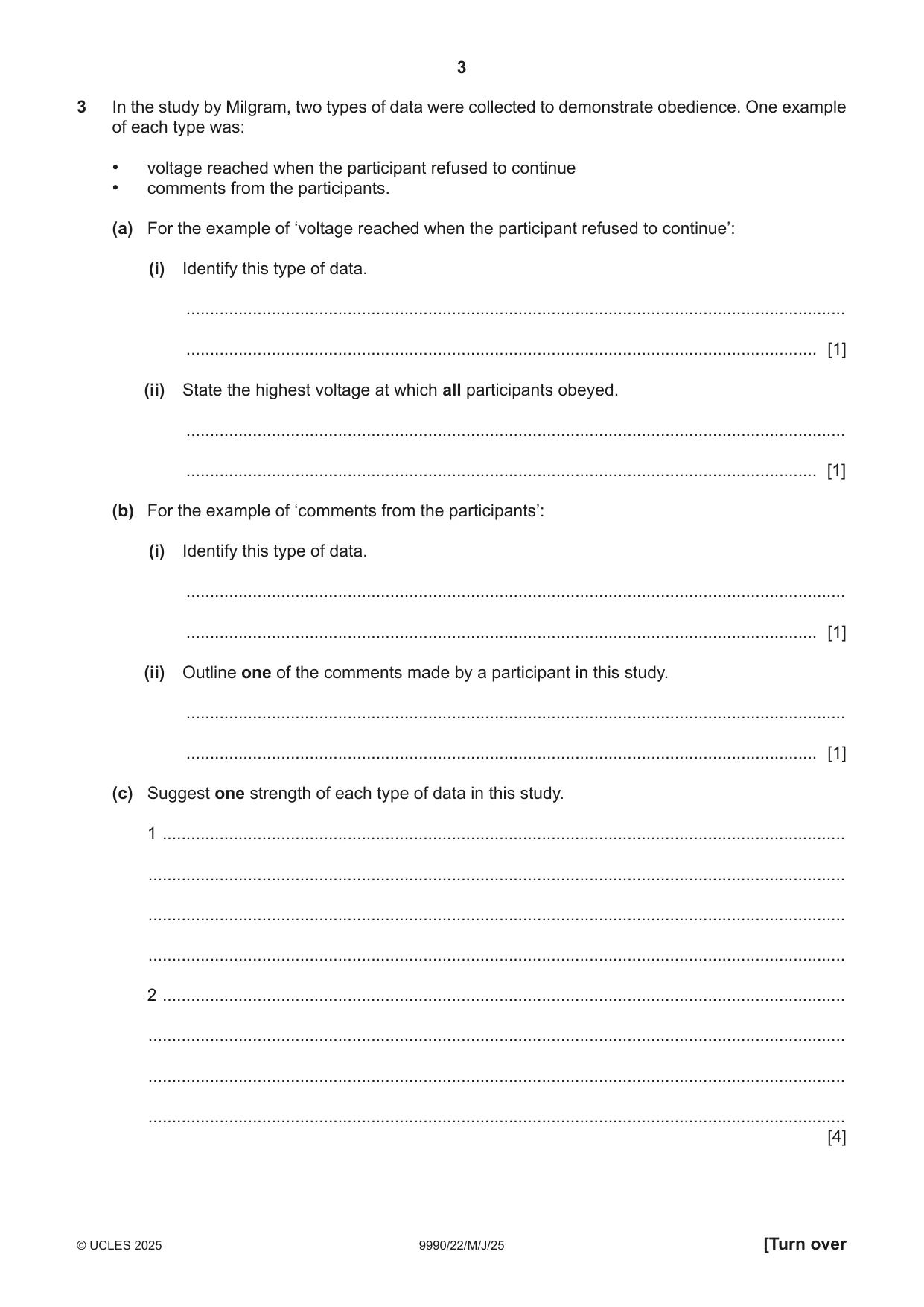 Cambridge A Level Psychology (from 2018) 9990 2025 May/June Paper 2 · Variant 2 question paper, page 3 of 12