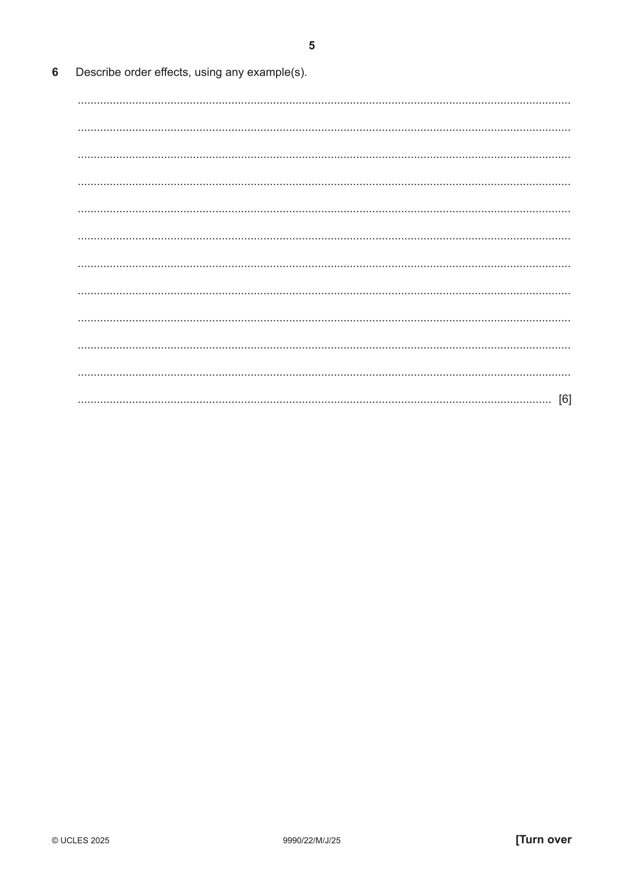 Cambridge A Level Psychology (from 2018) 9990 2025 May/June Paper 2 · Variant 2 question paper, page 5 of 12