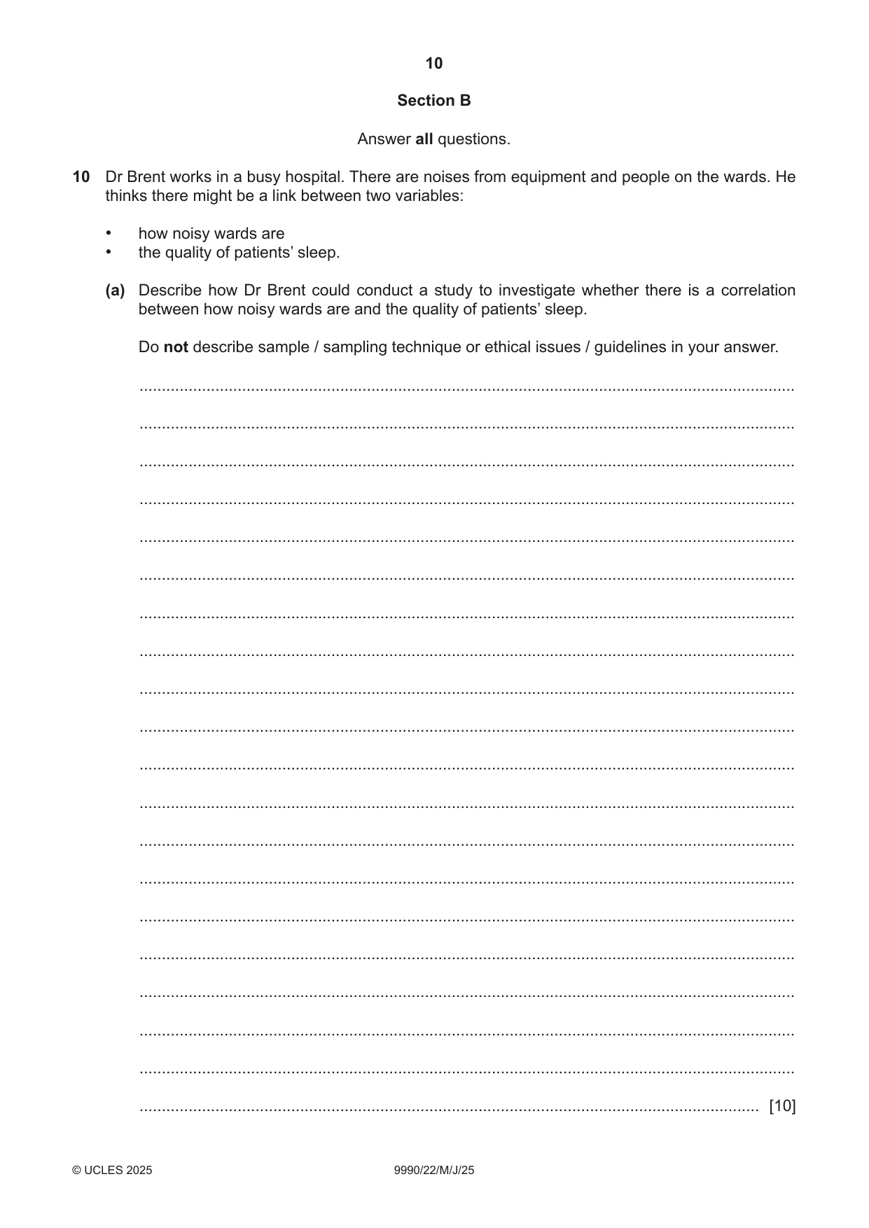 Cambridge A Level Psychology (from 2018) 9990 2025 May/June Paper 2 · Variant 2 question paper, page 10 of 12
