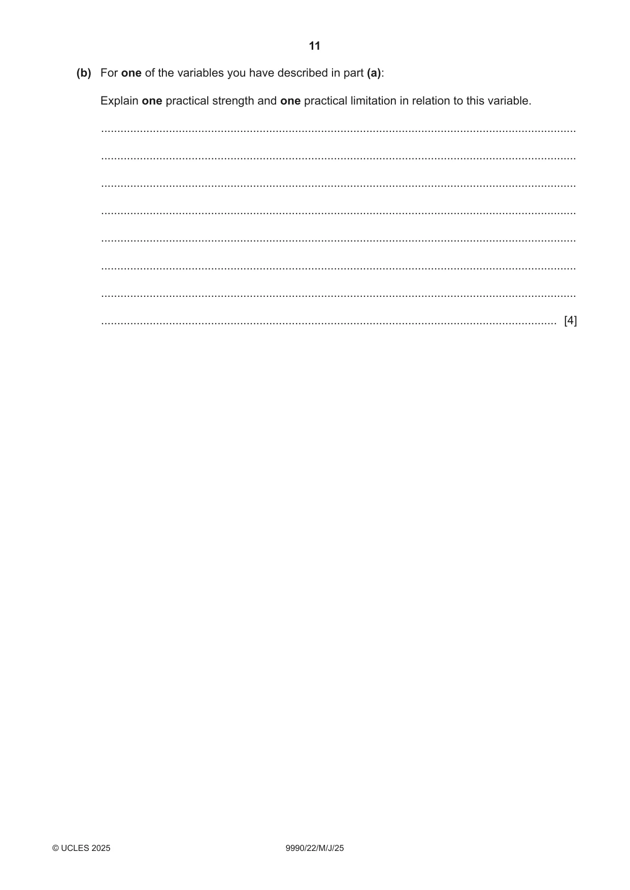 Cambridge A Level Psychology (from 2018) 9990 2025 May/June Paper 2 · Variant 2 question paper, page 11 of 12