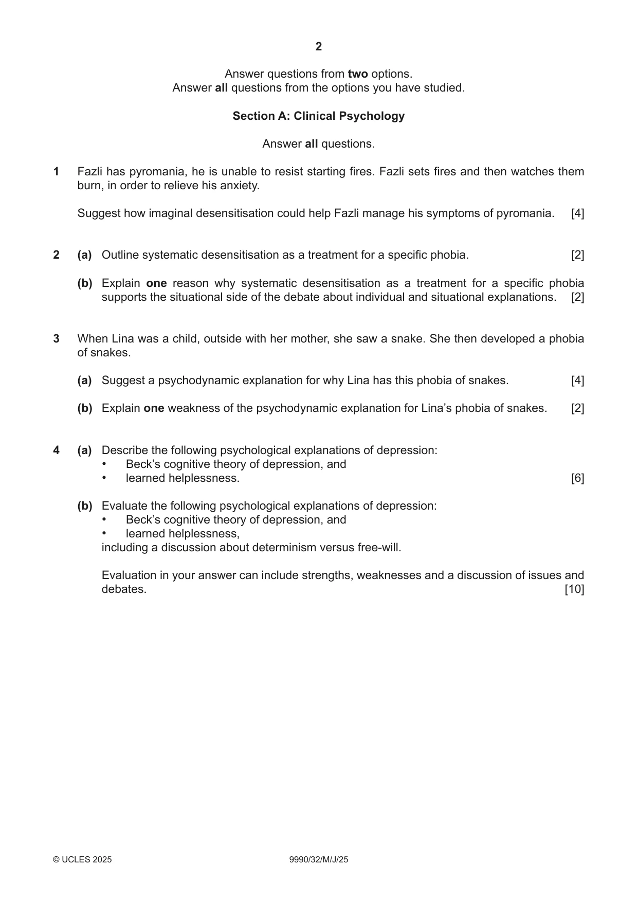 Cambridge A Level Psychology (from 2018) 9990 2025 May/June Paper 3 · Variant 2 question paper, page 2 of 8