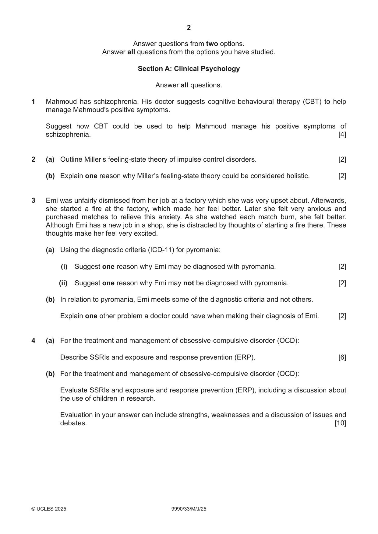 Cambridge A Level Psychology (from 2018) 9990 2025 May/June Paper 3 · Variant 3 question paper, page 2 of 8