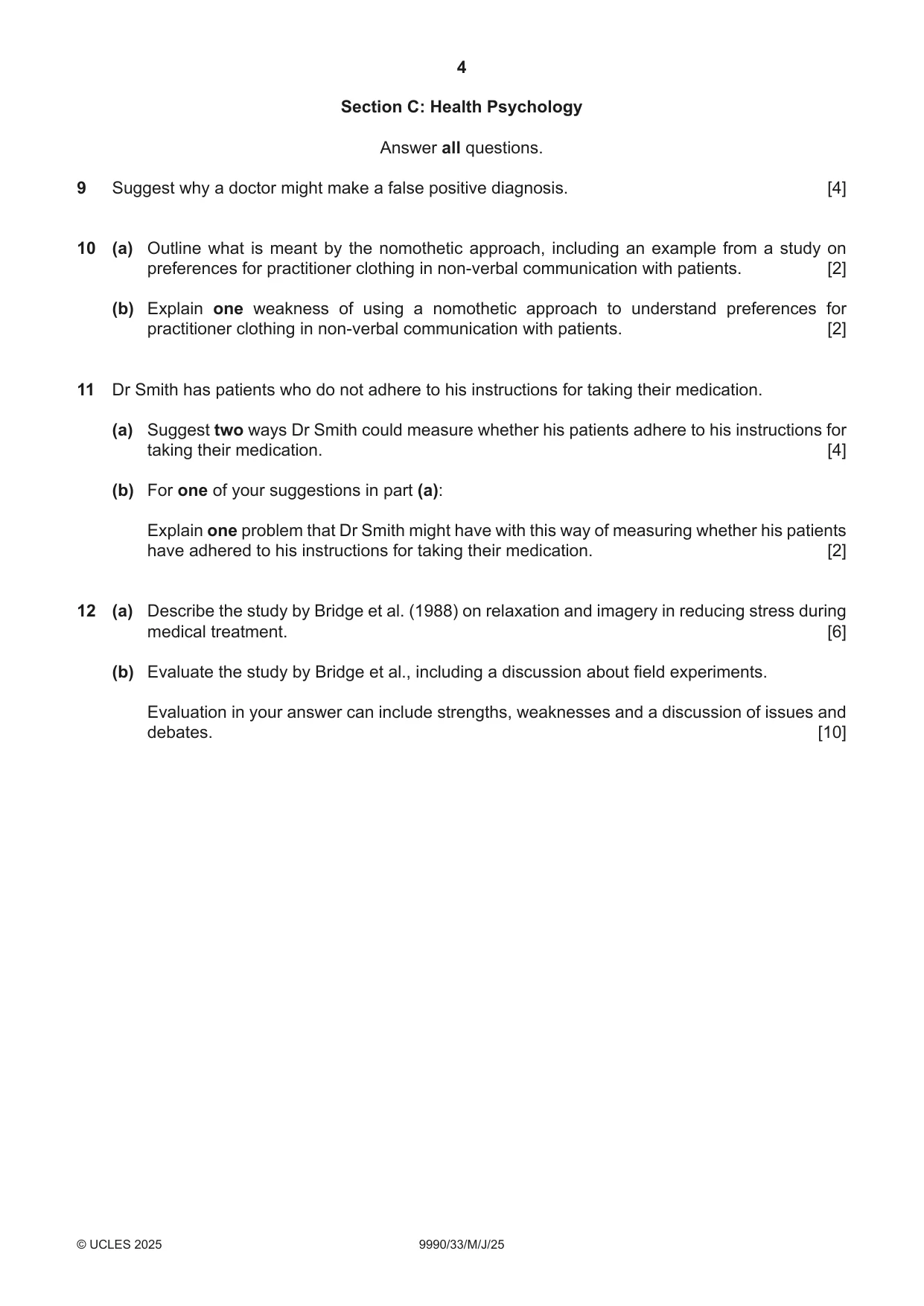 Cambridge A Level Psychology (from 2018) 9990 2025 May/June Paper 3 · Variant 3 question paper, page 4 of 8