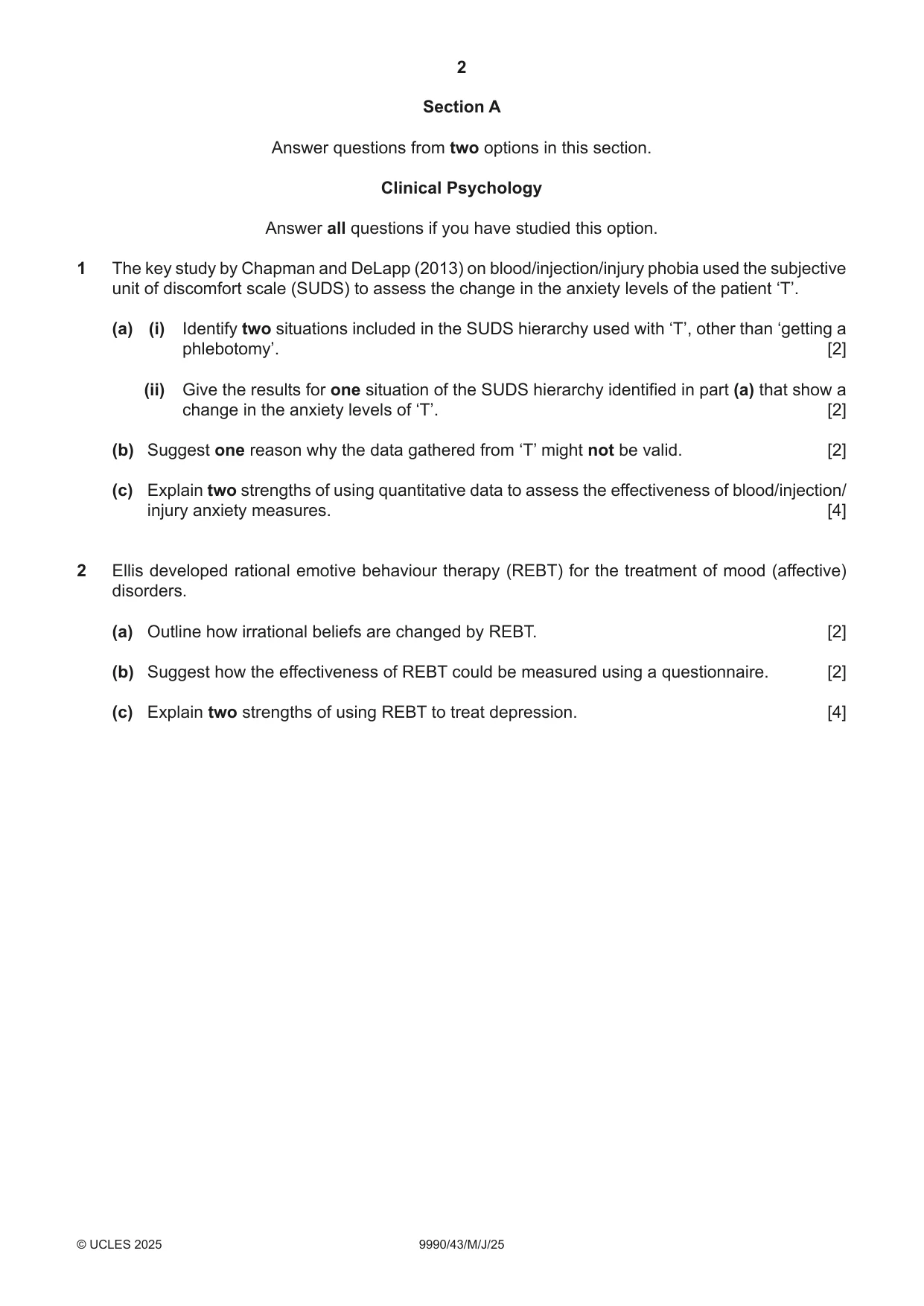 Cambridge A Level Psychology (from 2018) 9990 2025 May/June Paper 4 · Variant 3 question paper, page 2 of 8
