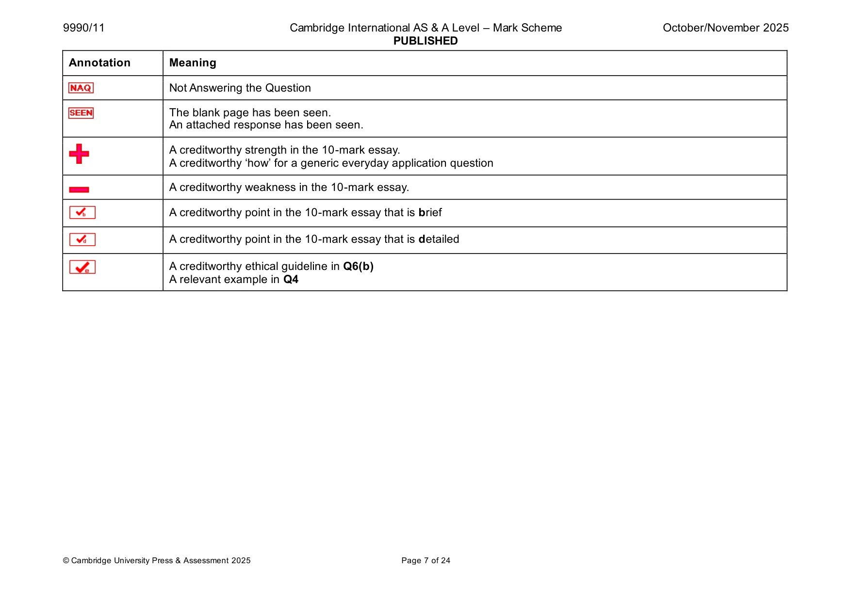Mark scheme, page 7 of 24