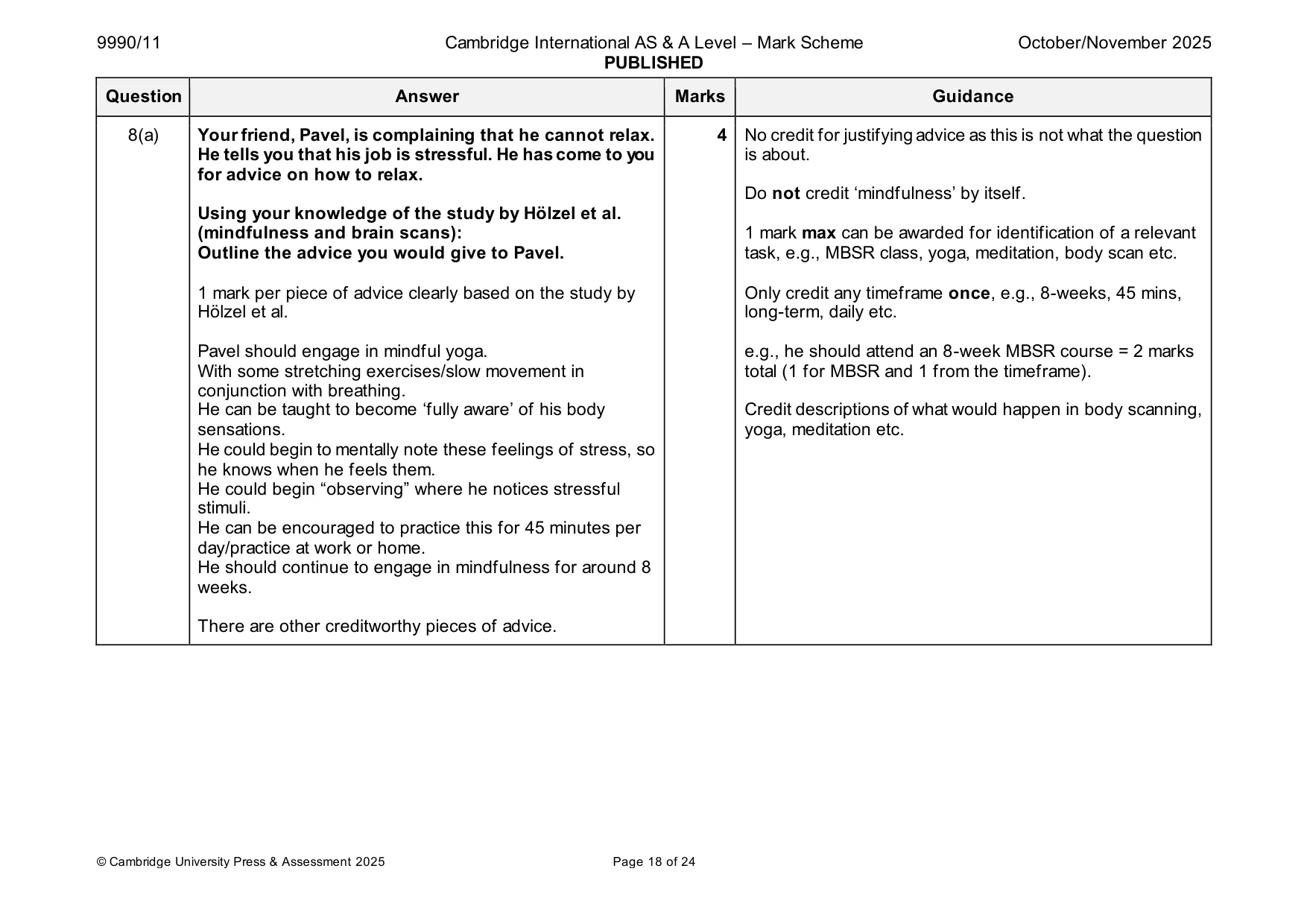 Mark scheme, page 18 of 24