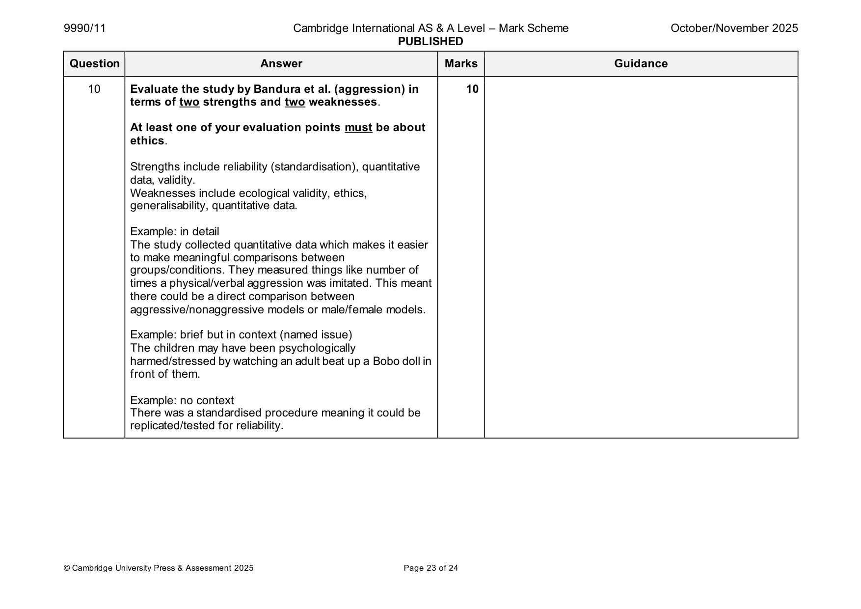 Mark scheme, page 23 of 24