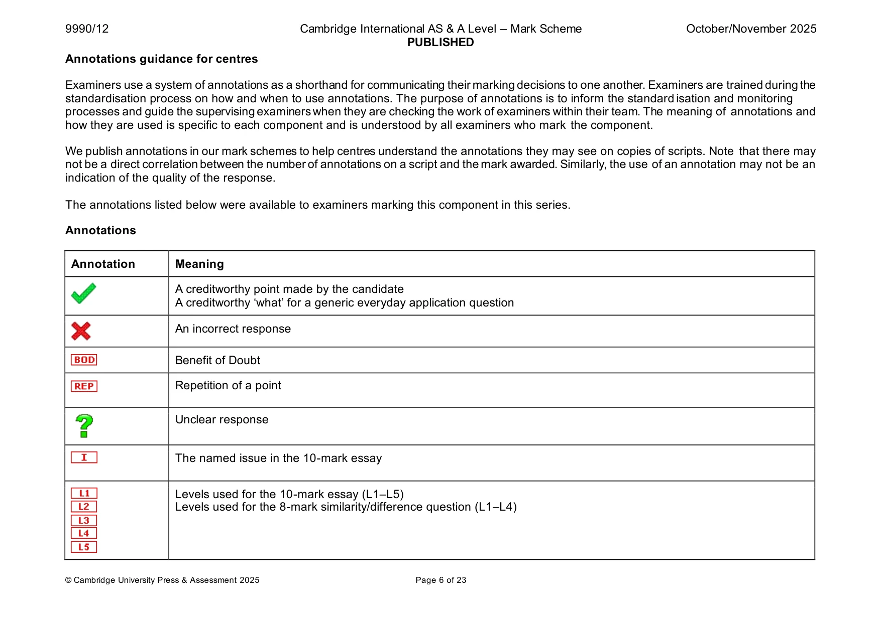 Mark scheme, page 6 of 23