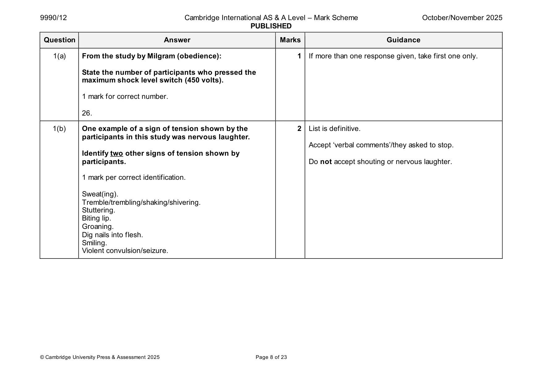 Mark scheme, page 8 of 23