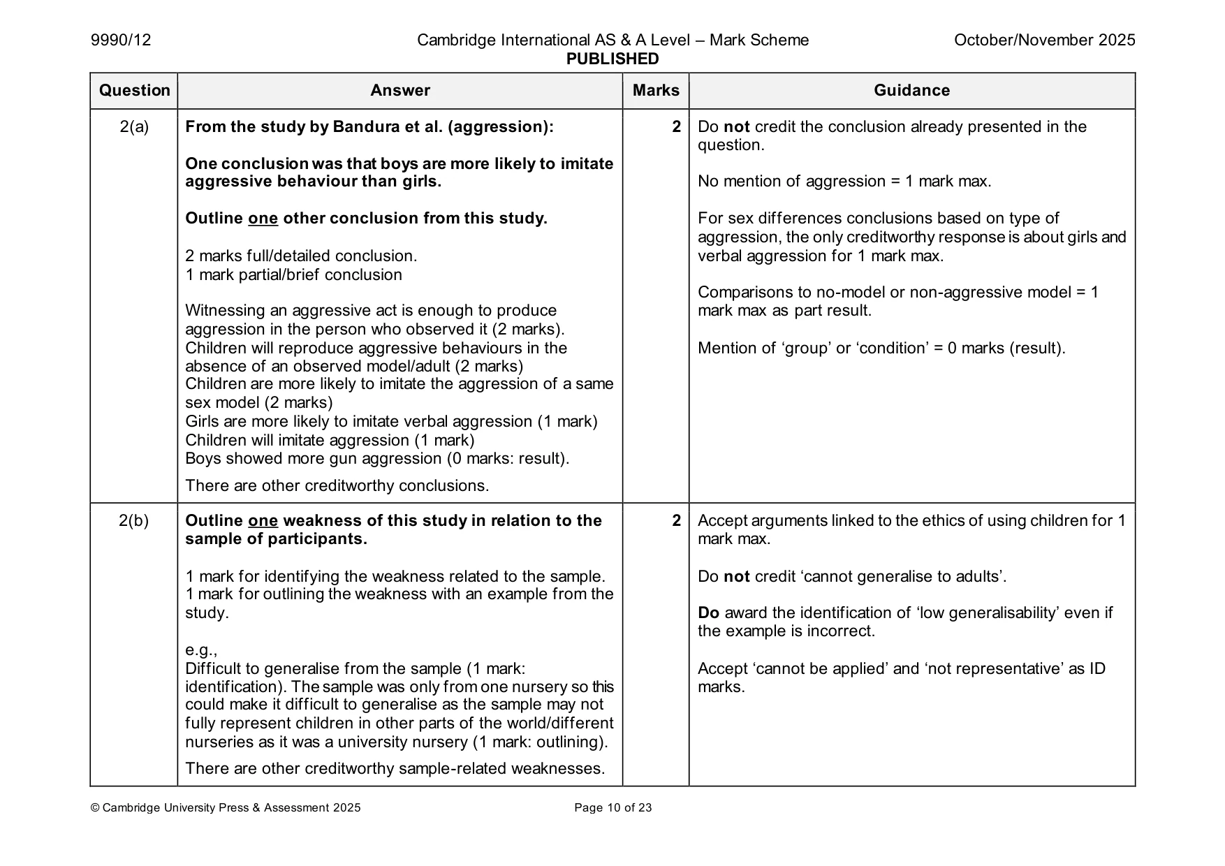 Mark scheme, page 10 of 23