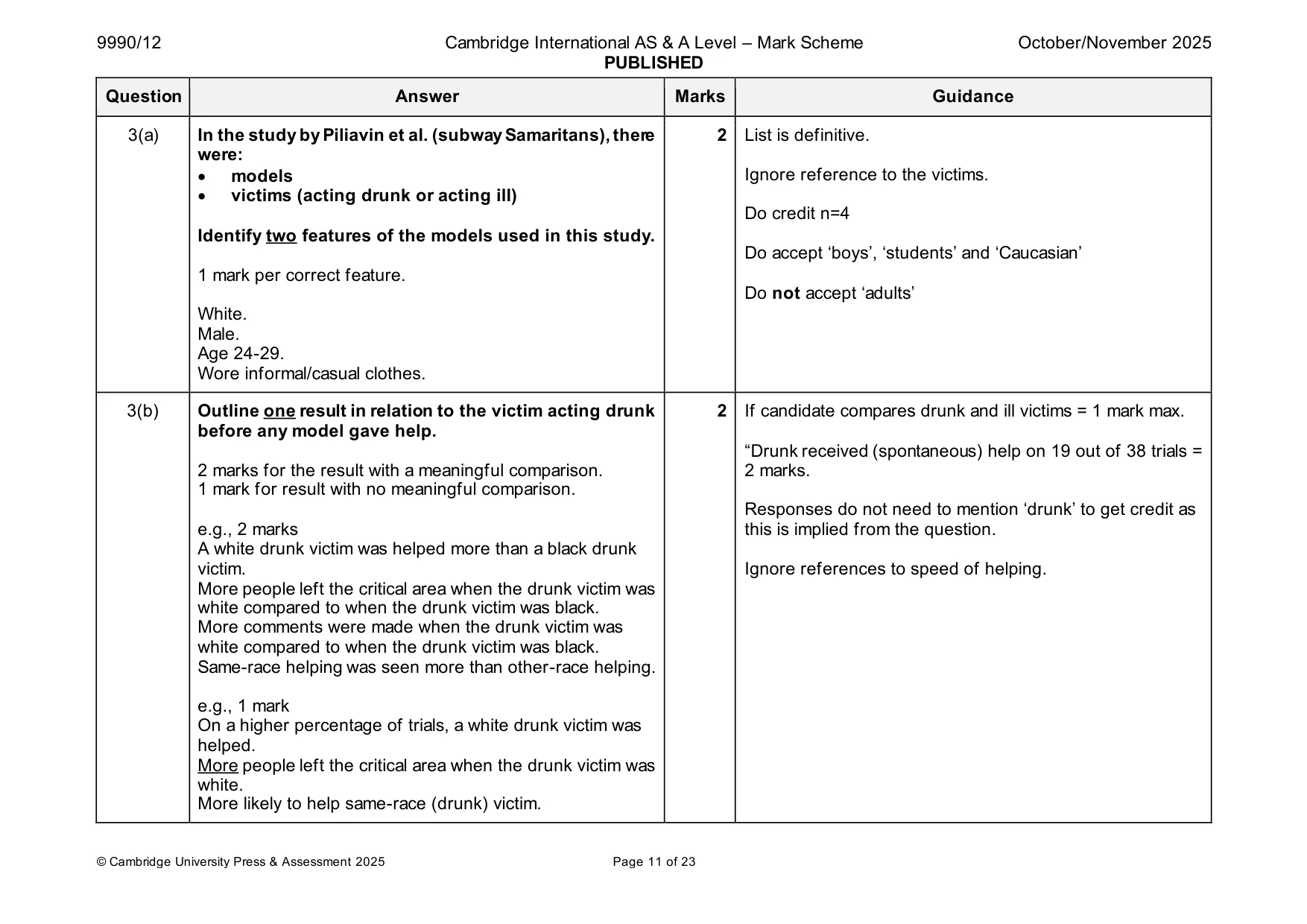 Mark scheme, page 11 of 23