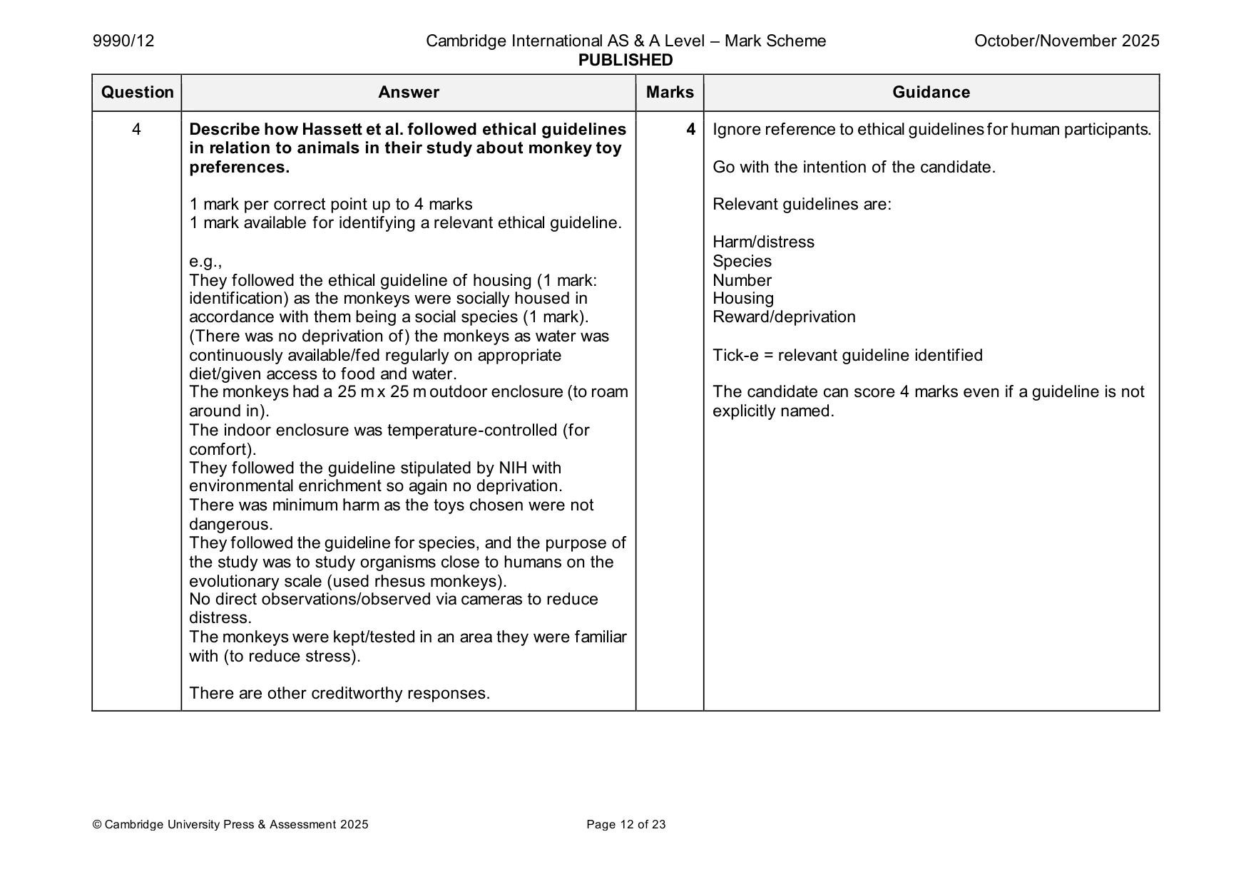 Mark scheme, page 12 of 23