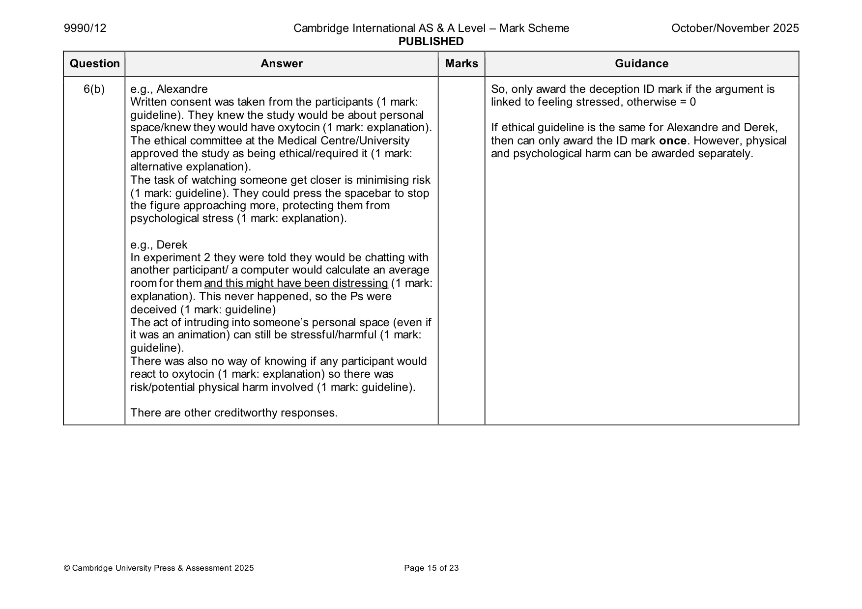 Mark scheme, page 15 of 23
