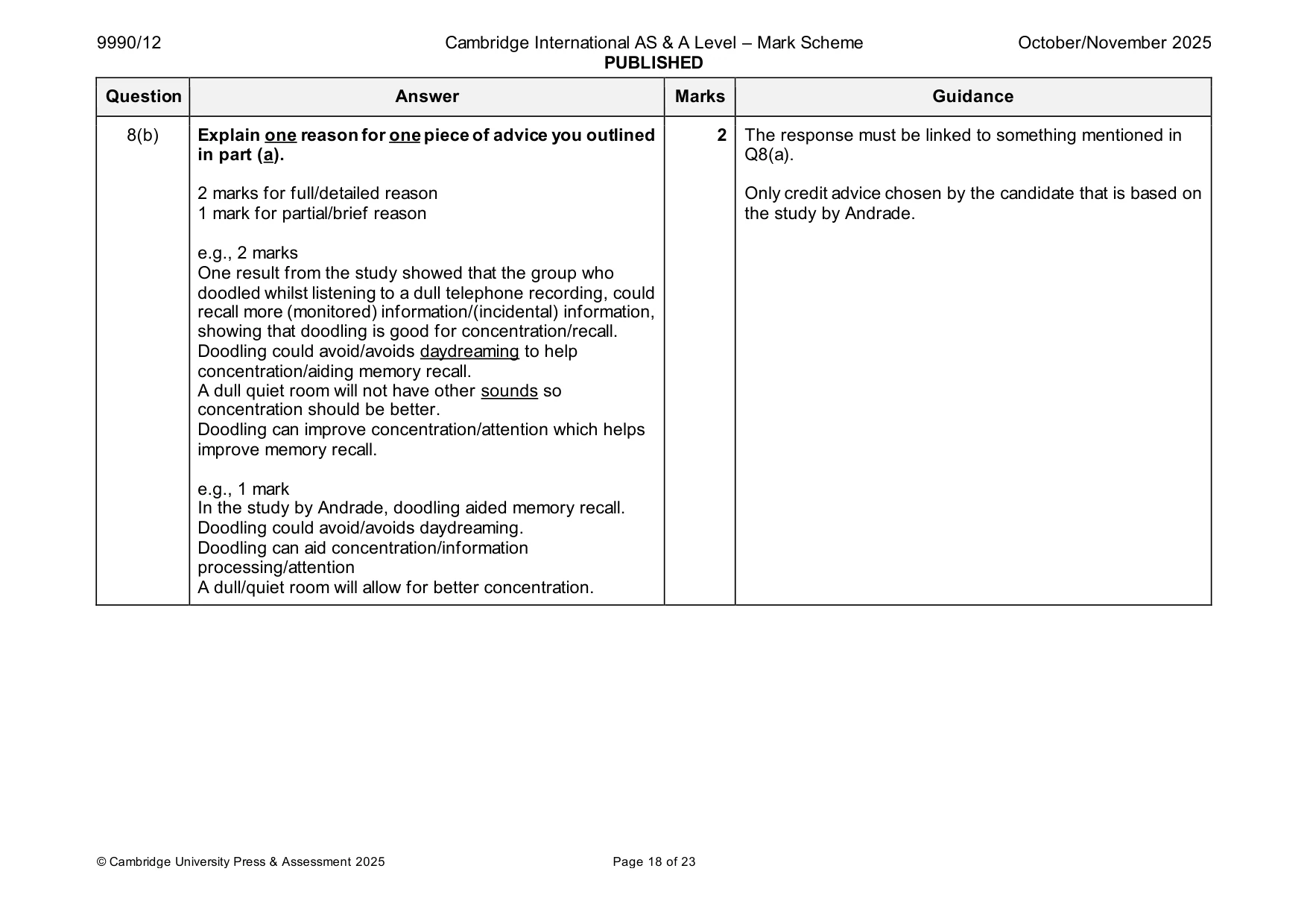 Mark scheme, page 18 of 23