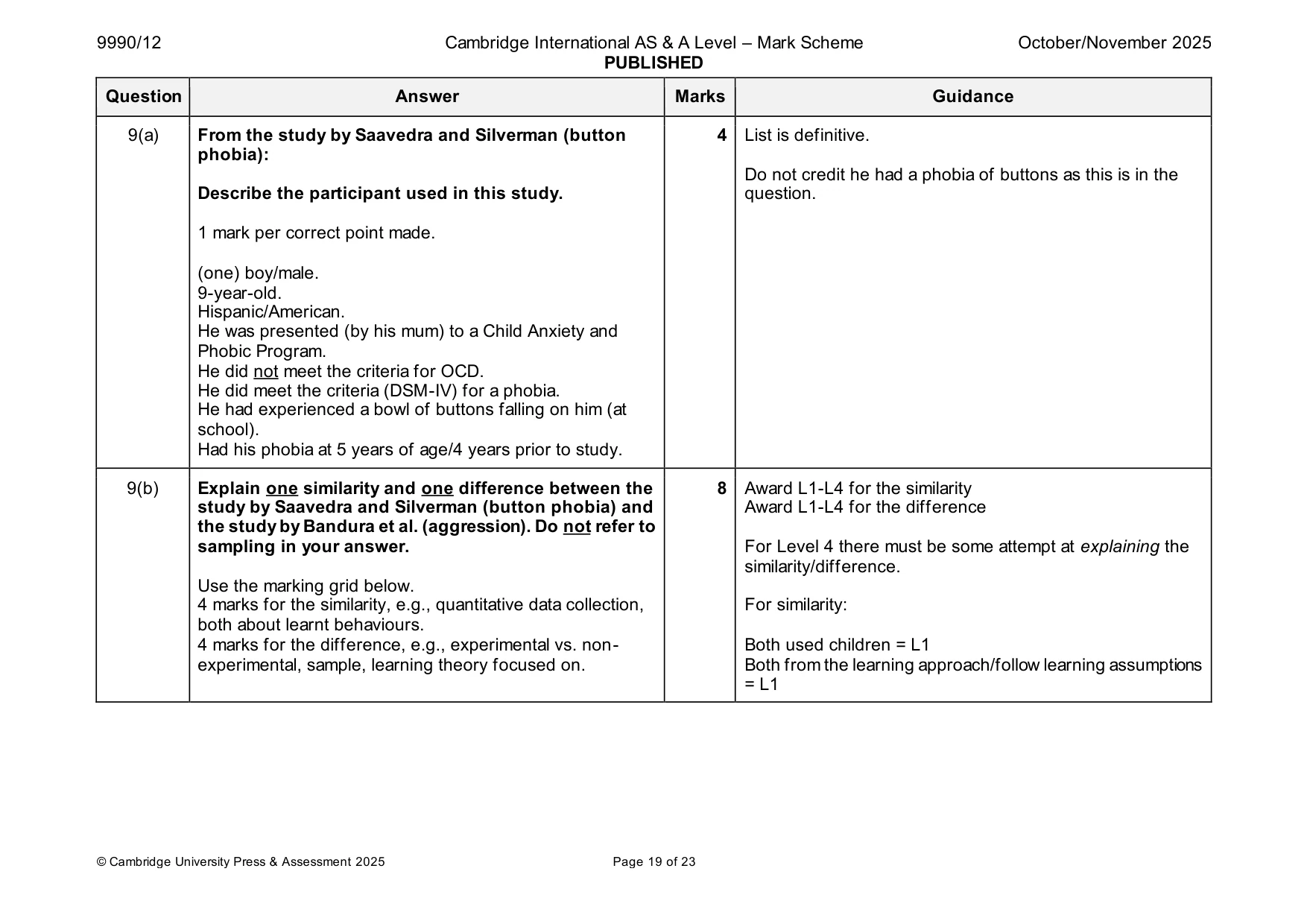 Mark scheme, page 19 of 23