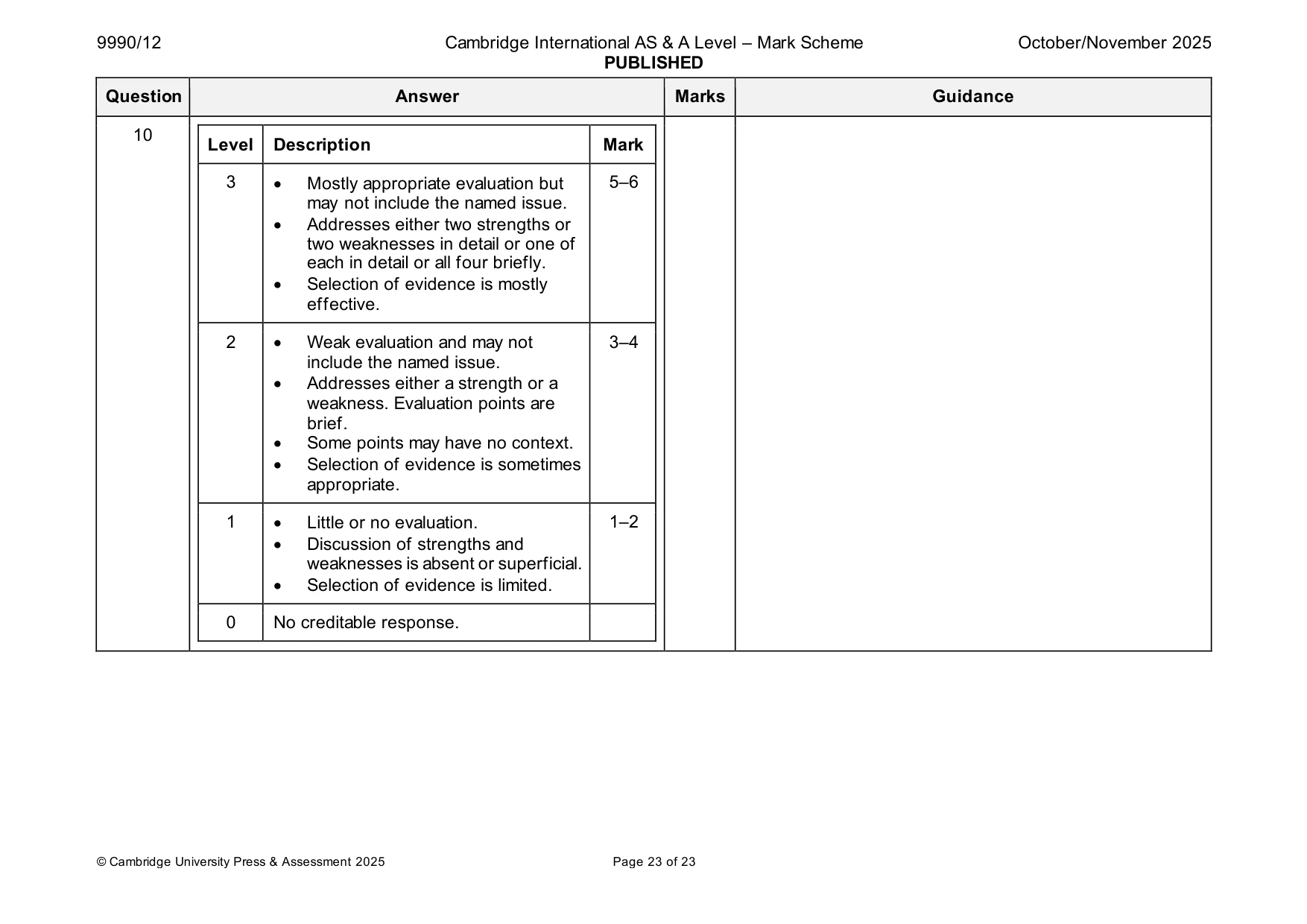 Mark scheme, page 23 of 23
