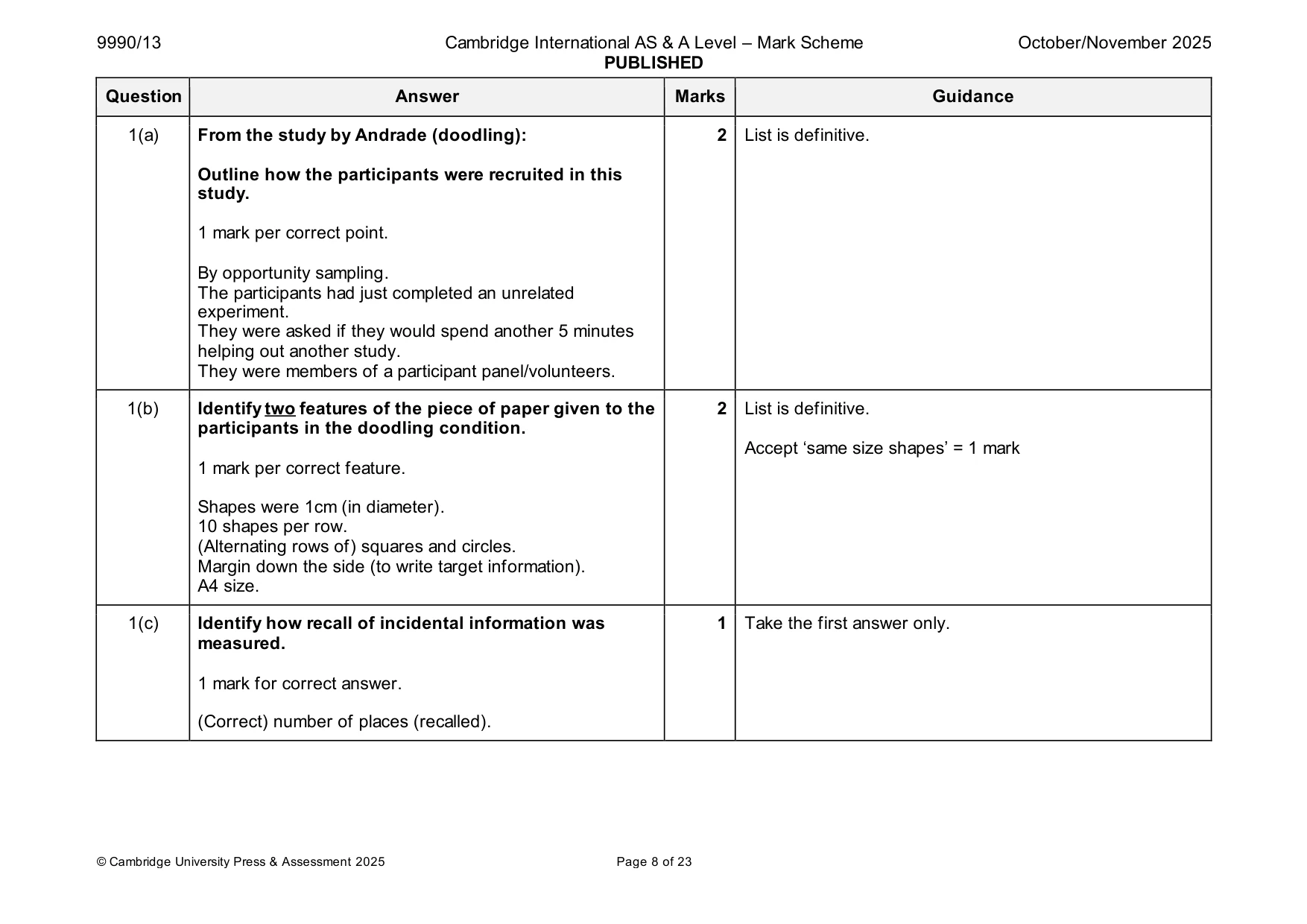 Mark scheme, page 8 of 23