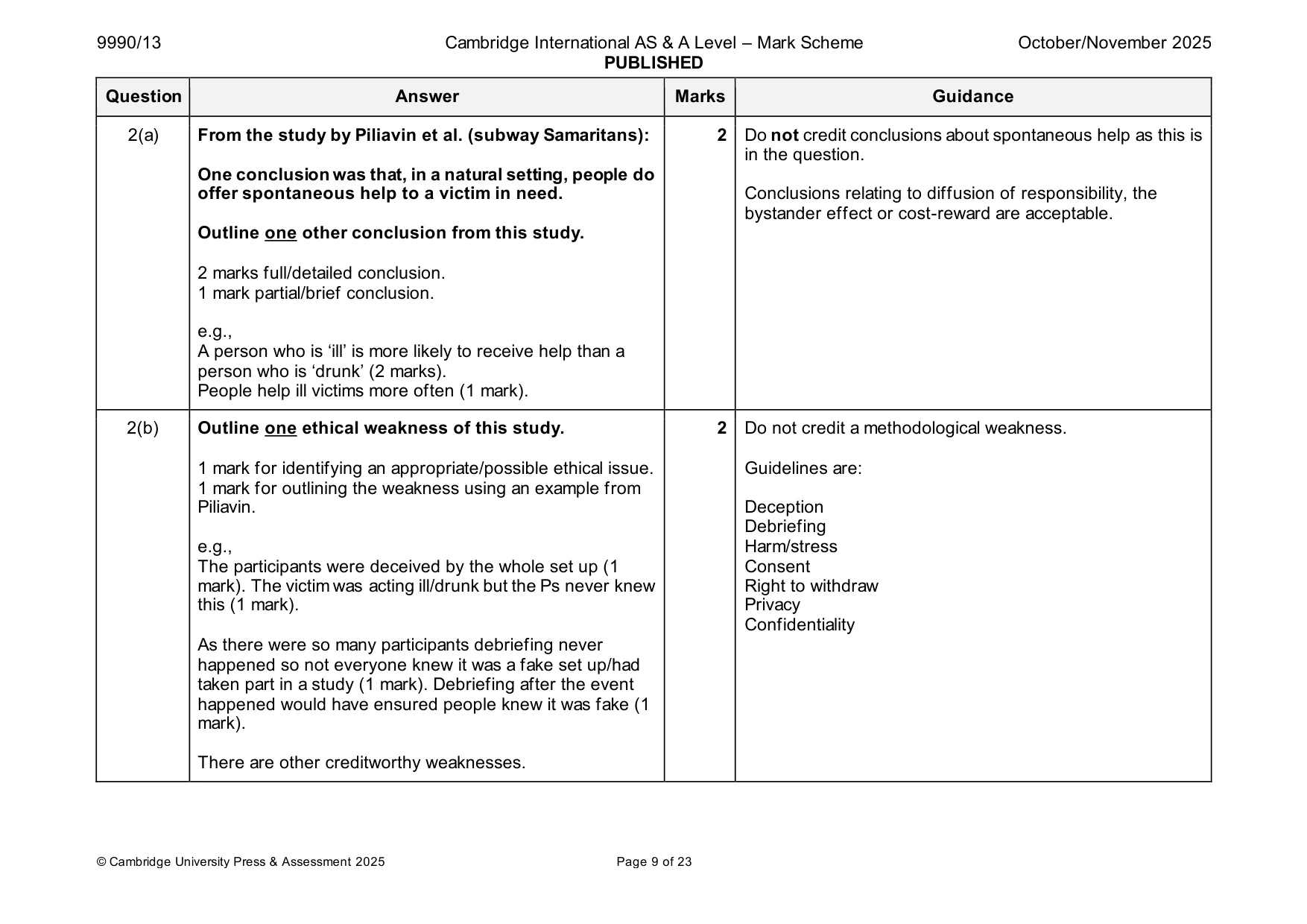 Mark scheme, page 9 of 23