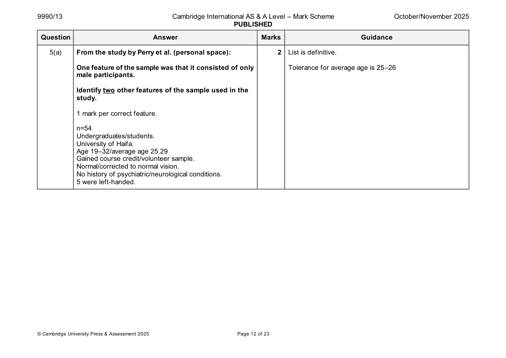 Mark scheme, page 12 of 23