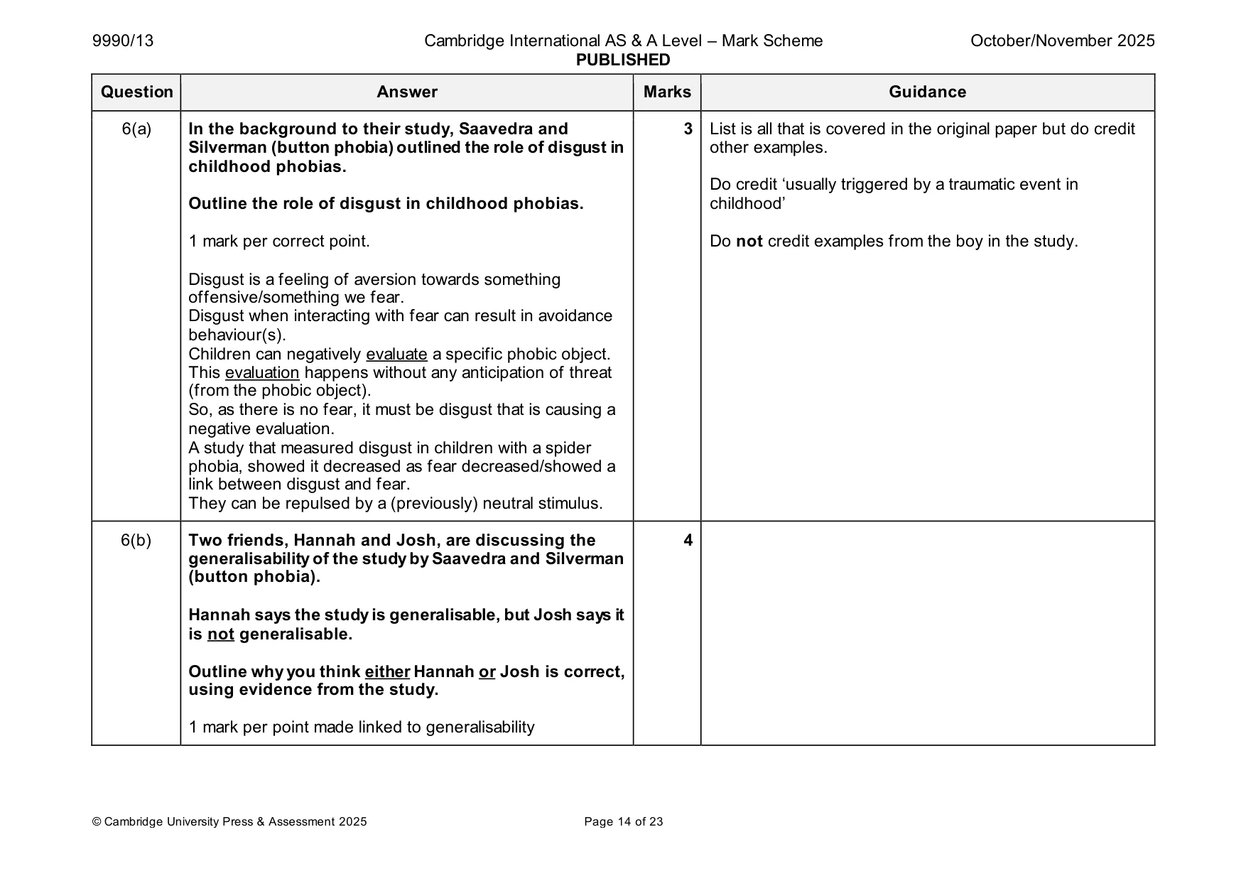 Mark scheme, page 14 of 23