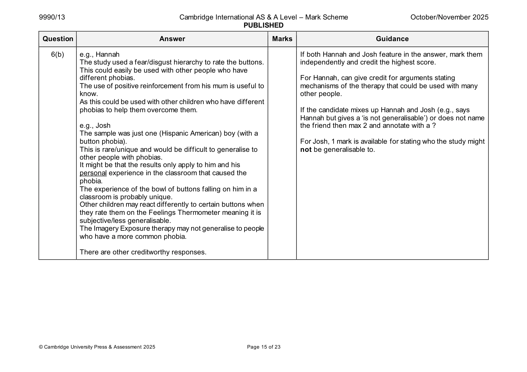 Mark scheme, page 15 of 23