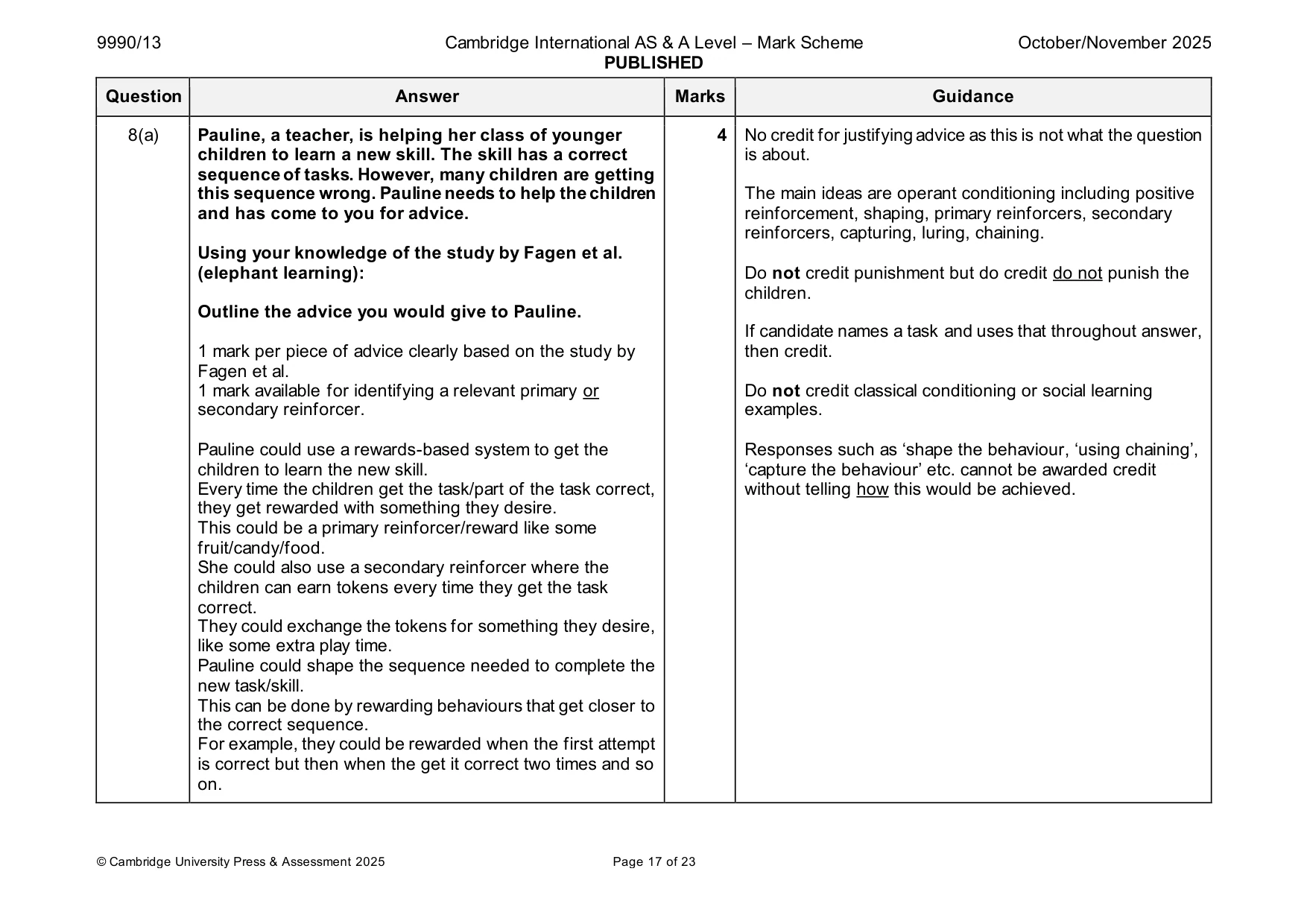 Mark scheme, page 17 of 23