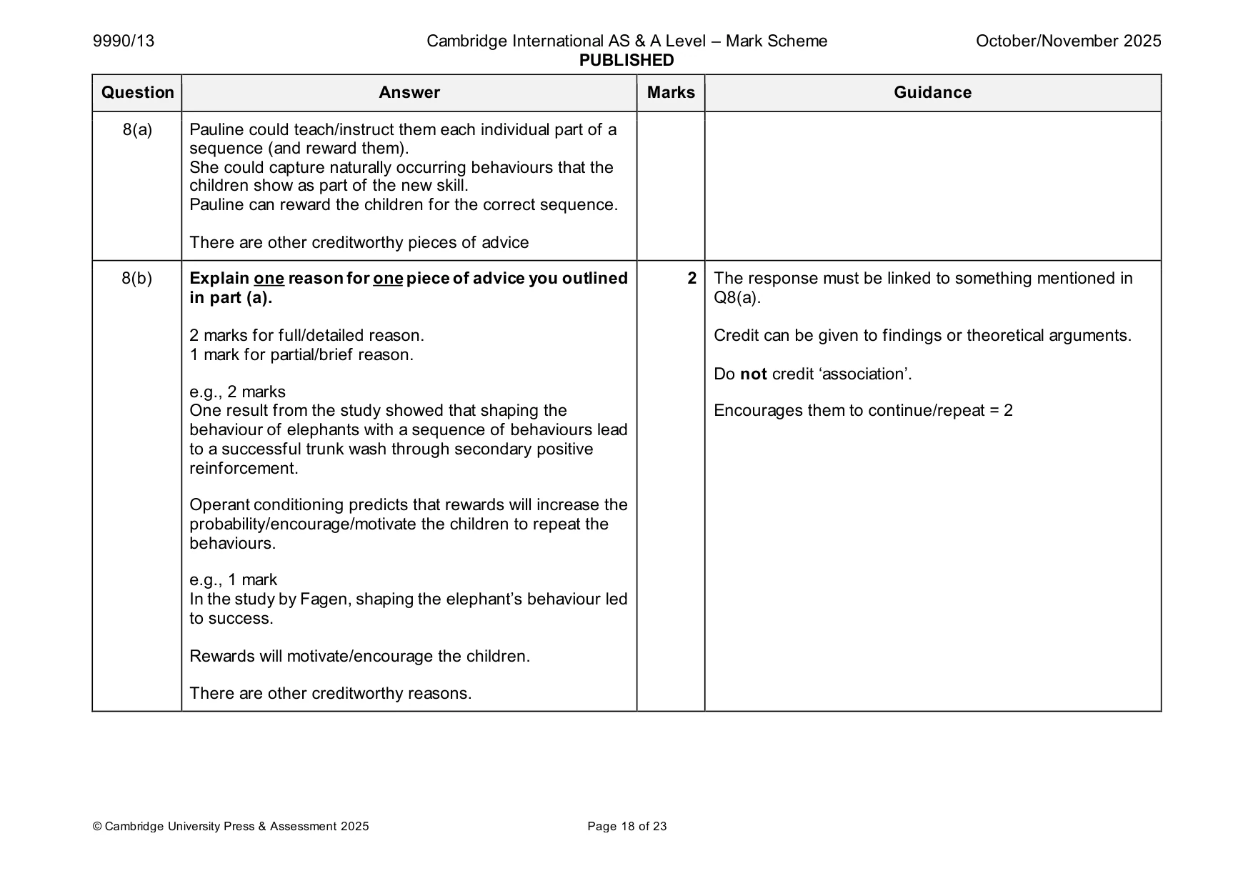 Mark scheme, page 18 of 23