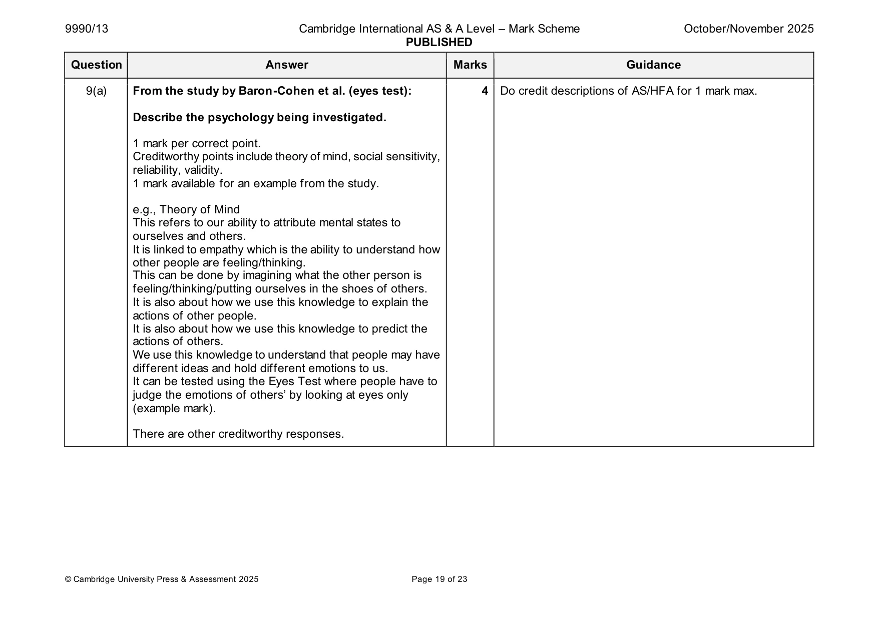 Mark scheme, page 19 of 23