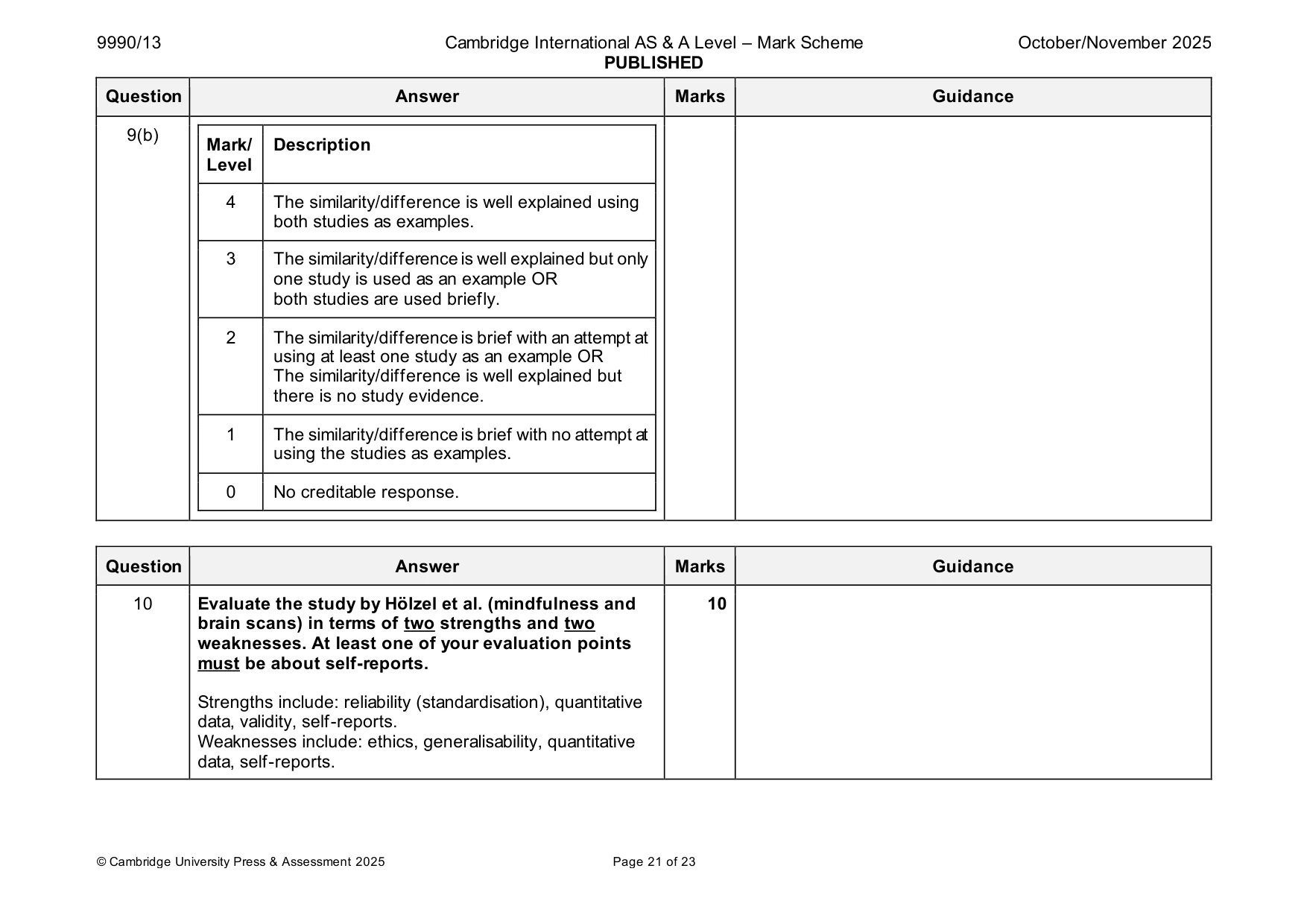 Mark scheme, page 21 of 23