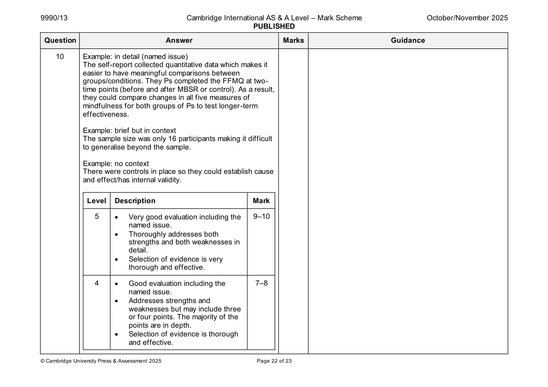 Mark scheme, page 22 of 23
