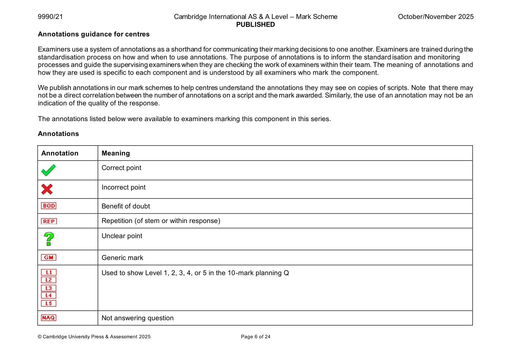 Mark scheme, page 6 of 24